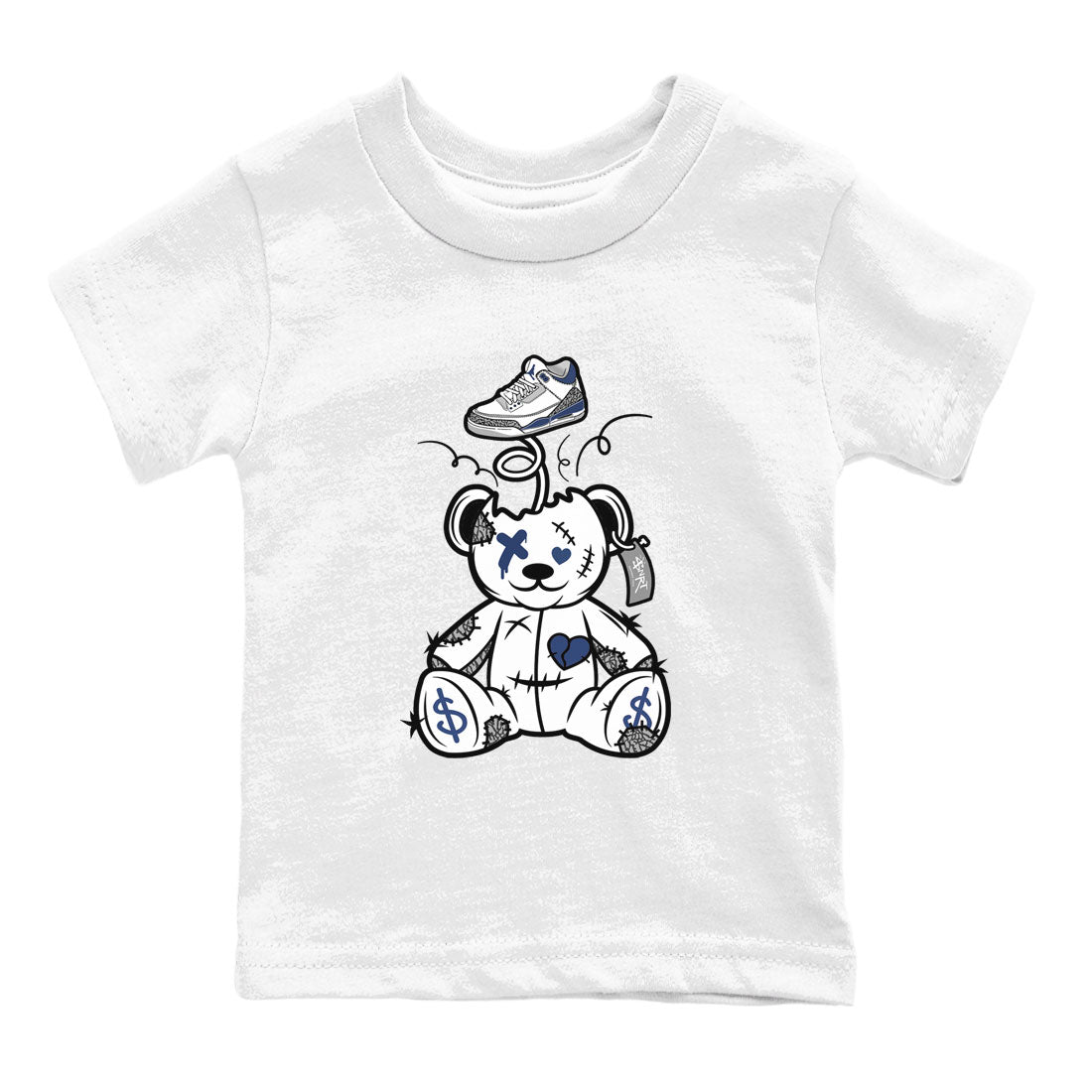3s Midnight Navy shirt to match jordans Surprise Teddy Bear sneaker match tee Air Jordan 3 Midnight Navy Drip Gear Zone baby toddler White 2 cotton Shirt