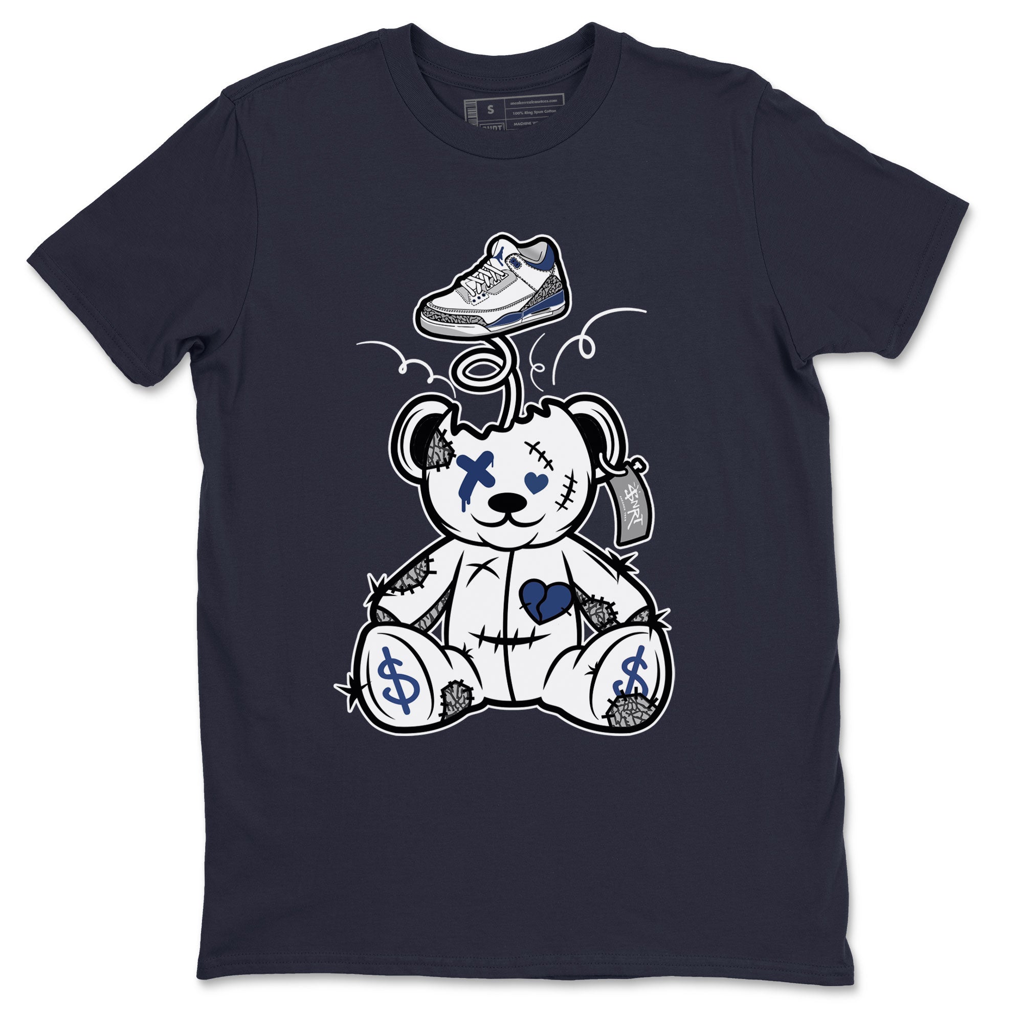 3s Midnight Navy shirt to match jordans Surprise Teddy Bear sneaker match tee Air Jordan 3 Midnight Navy Drip Gear Zone unisex cotton Navy 2 crew neck shirt