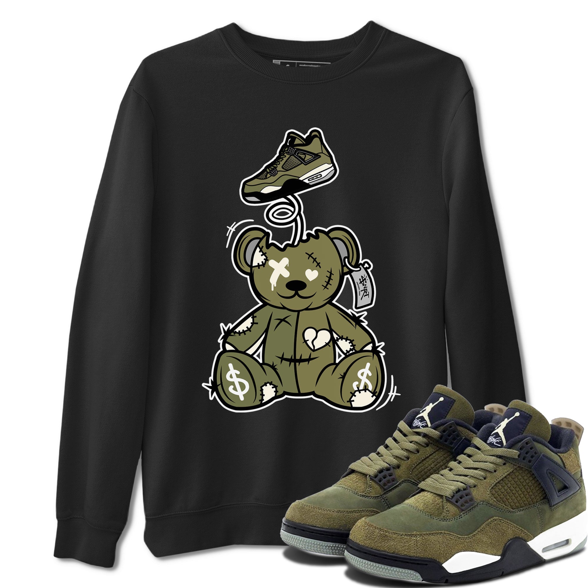 Air Jordan 4 Medium Olive shirt to match jordans streetwear brand Surprise Teddy Bear sneaker tees Air Jordan 4 Medium Olive Drip Gear Zone Unisex Black 1 T-Shirt