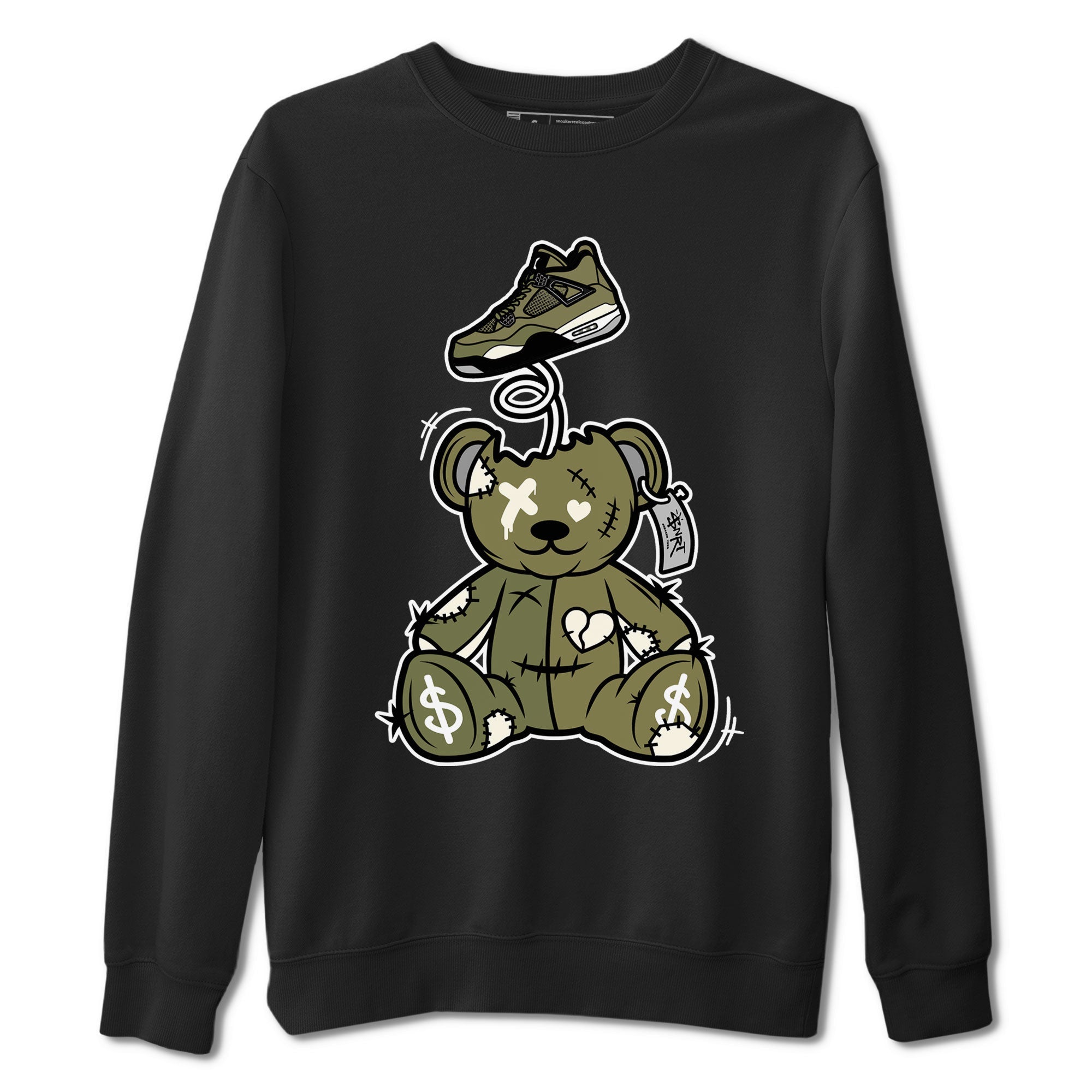 Air Jordan 4 Medium Olive shirt to match jordans streetwear brand Surprise Teddy Bear sneaker tees Air Jordan 4 Medium Olive Drip Gear Zone Unisex Black 2 T-Shirt
