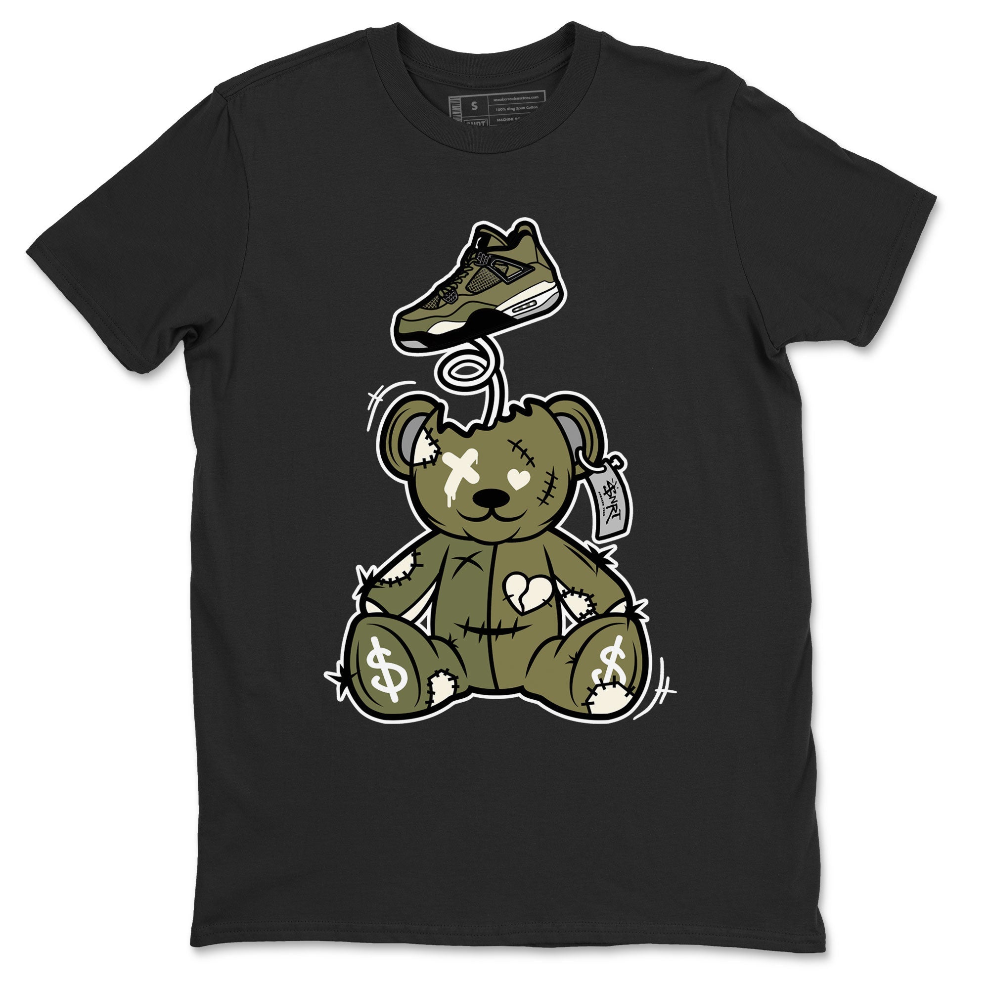 Air Jordan 4 Medium Olive shirt to match jordans streetwear brand Surprise Teddy Bear sneaker tees Air Jordan 4 Medium Olive Drip Gear Zone Unisex Black 2 T-Shirt