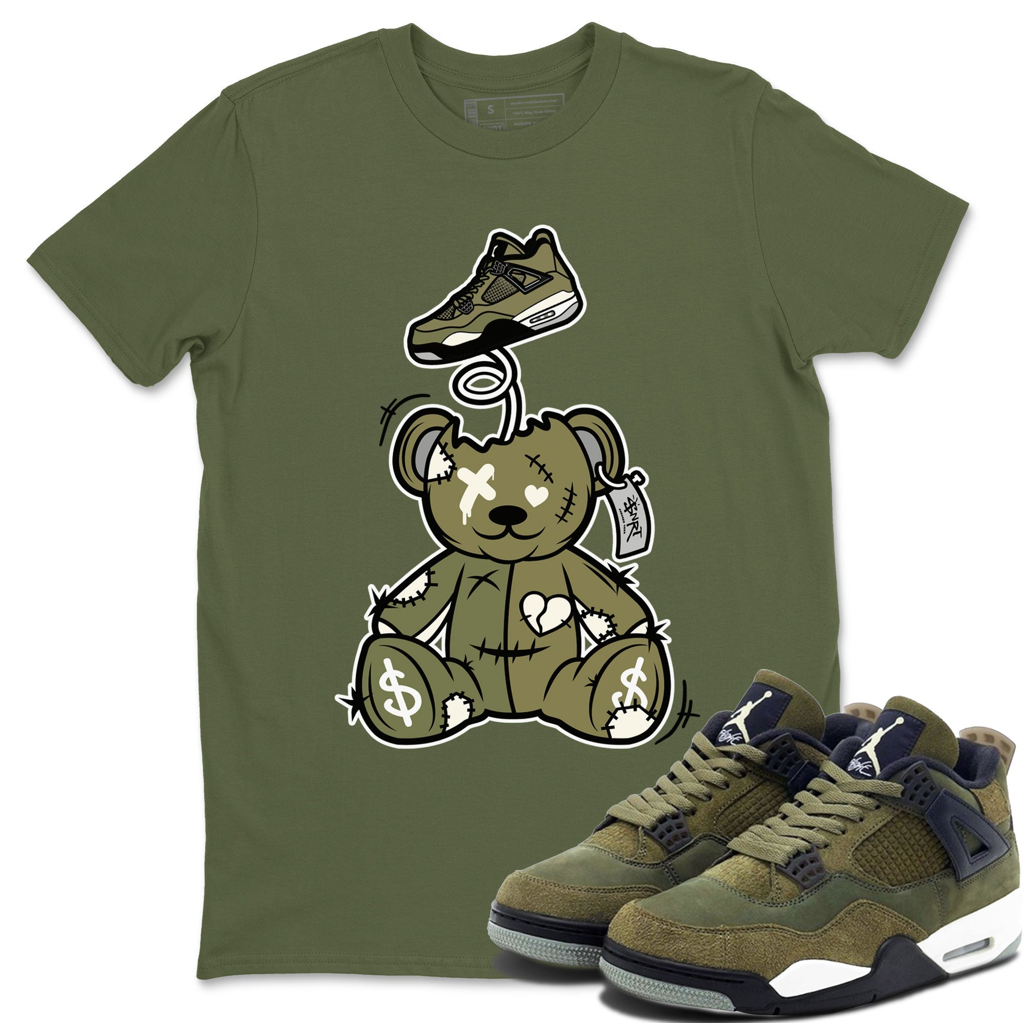 Air Jordan 4 Medium Olive shirt to match jordans streetwear brand Surprise Teddy Bear sneaker tees Air Jordan 4 Medium Olive Drip Gear Zone Unisex Military Green 1 T-Shirt
