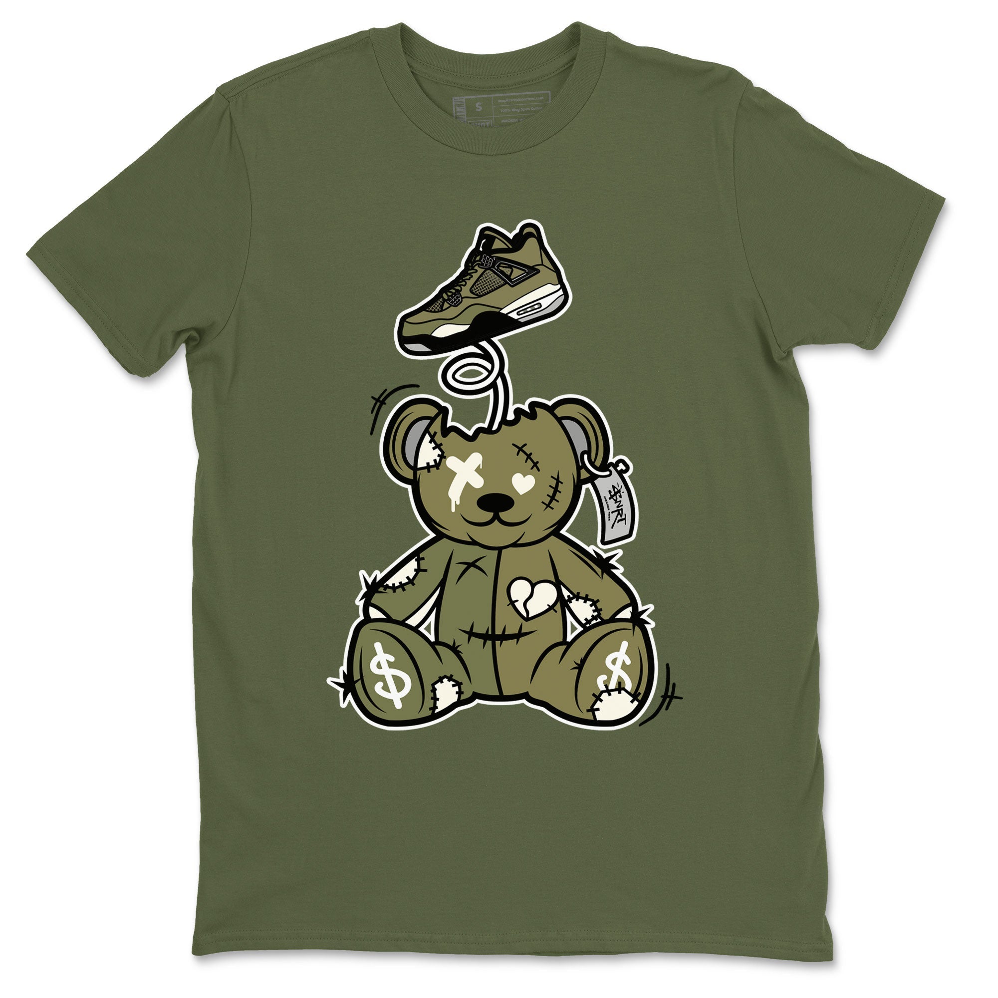 Air Jordan 4 Medium Olive shirt to match jordans streetwear brand Surprise Teddy Bear sneaker tees Air Jordan 4 Medium Olive Drip Gear Zone Unisex Military Green 2 T-Shirt