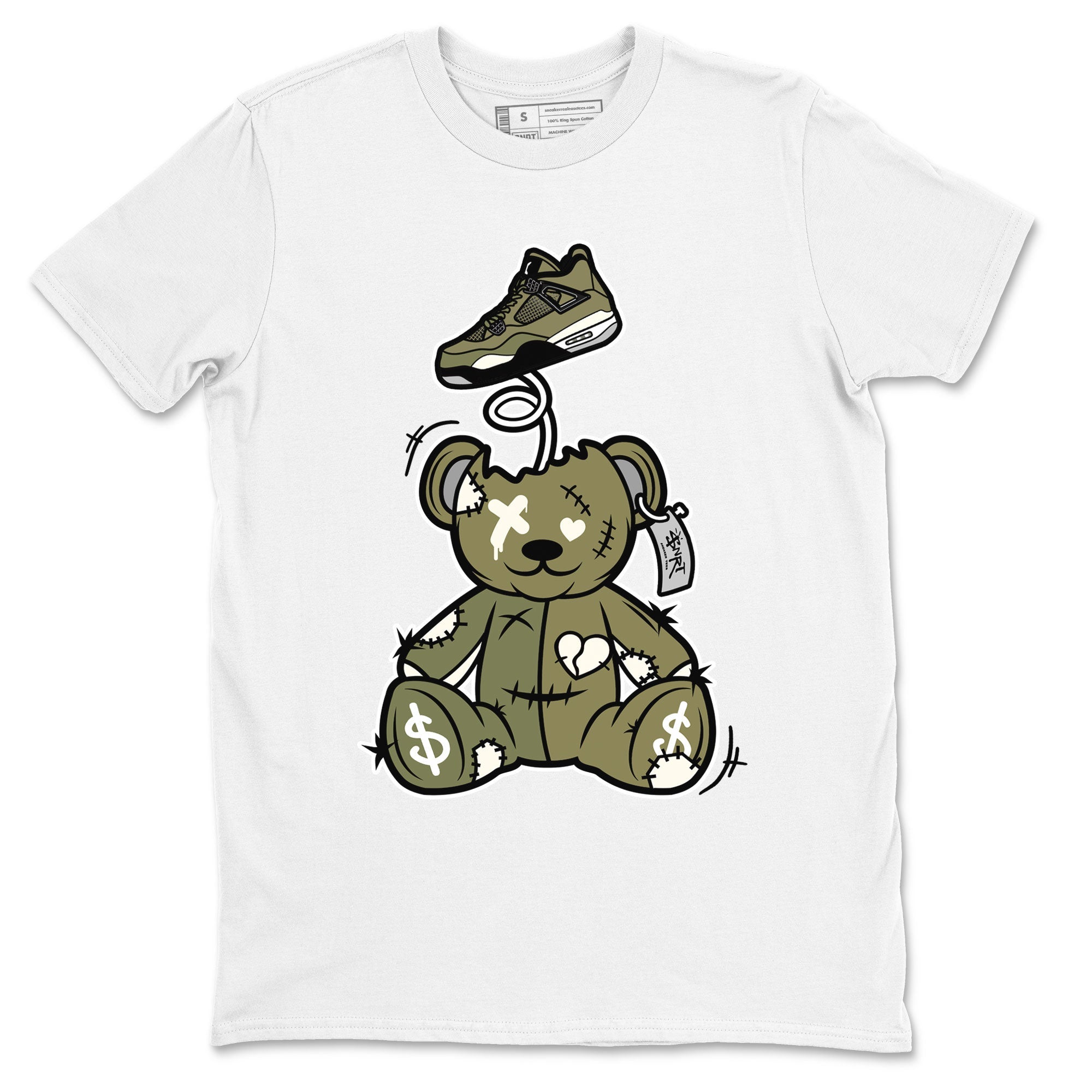 Air Jordan 4 Medium Olive shirt to match jordans streetwear brand Surprise Teddy Bear sneaker tees Air Jordan 4 Medium Olive Drip Gear Zone Unisex White 2 T-Shirt
