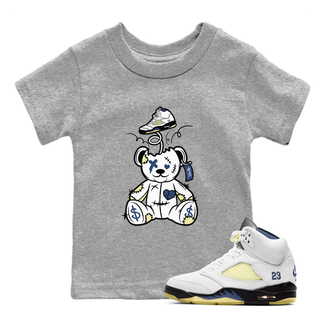 Air Jordan 5 A Ma Maniere x Dawn shirt to match jordans Surprise Teddy Bear sneaker tees Air Jordan 5 A Ma Maniere x Photon Dust Drip Gear Zone Streetwear Brand Sneaker Matching Shirt Baby Toddler Heather Grey 1 T-Shirt