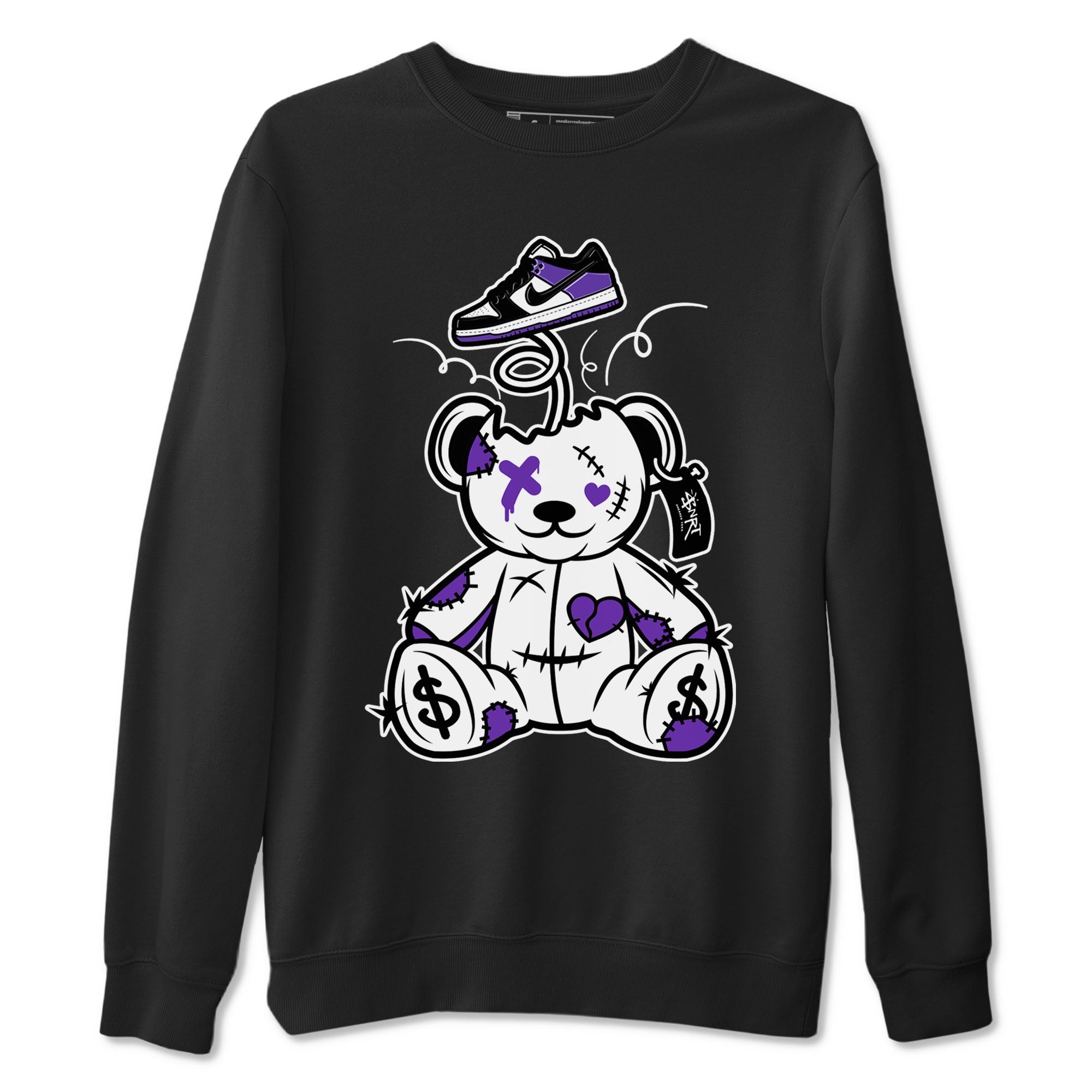 Surprise Teddy Bear sneaker match tees to Court Purple Dunks street fashion brand for shirts to match Jordans Drip Gear Zone Dunk Low Court Purple unisex t-shirt Black 2 unisex shirt