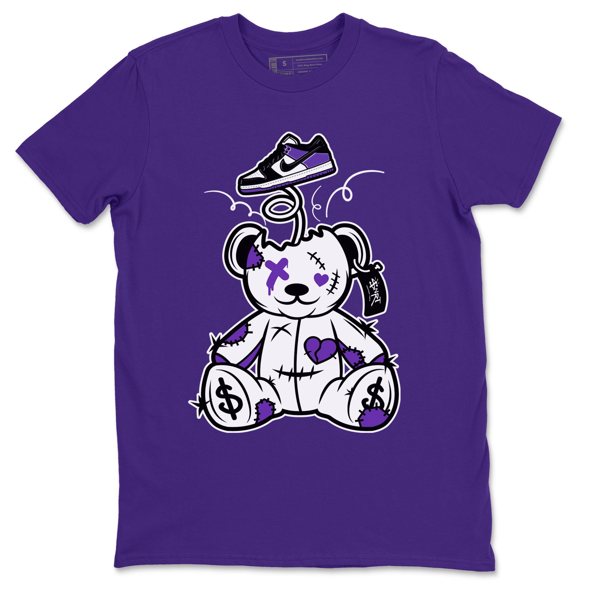 Surprise Teddy Bear sneaker match tees to Court Purple Dunks street fashion brand for shirts to match Jordans Drip Gear Zone Dunk Low Court Purple unisex t-shirt Purple 2 unisex shirt