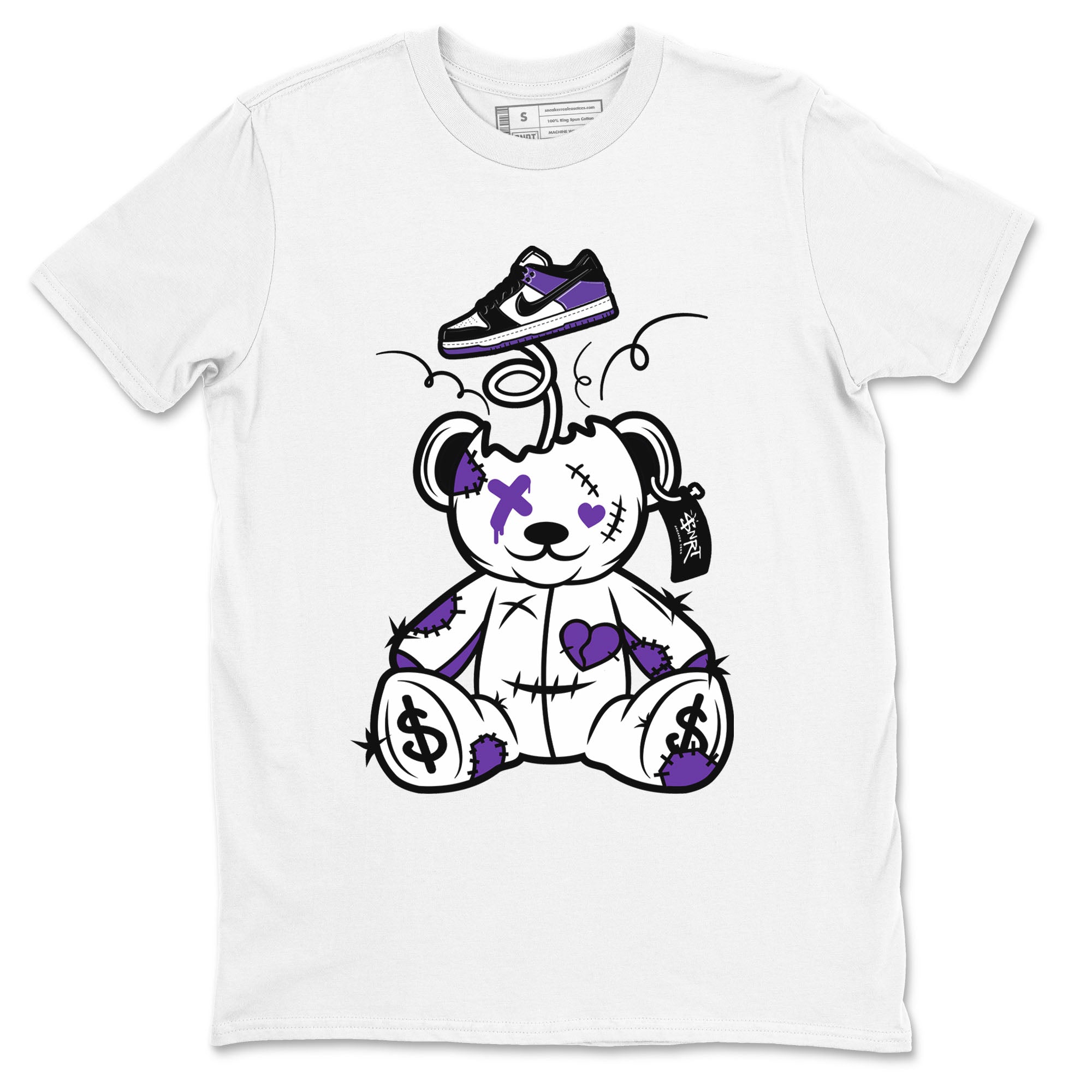 Surprise Teddy Bear sneaker match tees to Court Purple Dunks street fashion brand for shirts to match Jordans Drip Gear Zone Dunk Low Court Purple unisex t-shirt White 2 unisex shirt