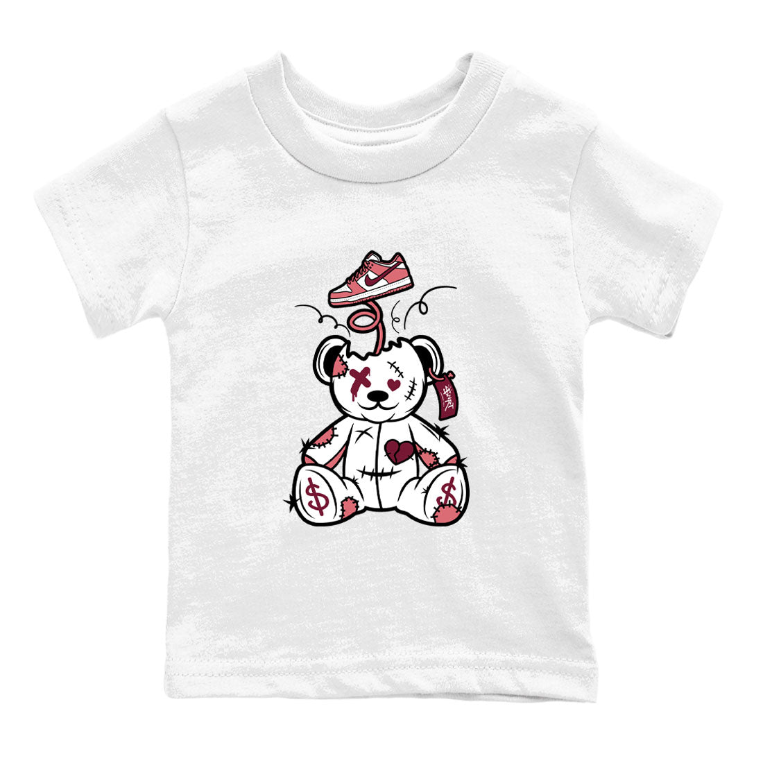 Dunk Valentine's Day shirt to match jordans Surprise Teddy Bear sneaker tees Dunks Valentine's Day Drip Gear Zone baby toddler White 2 cotton Shirt