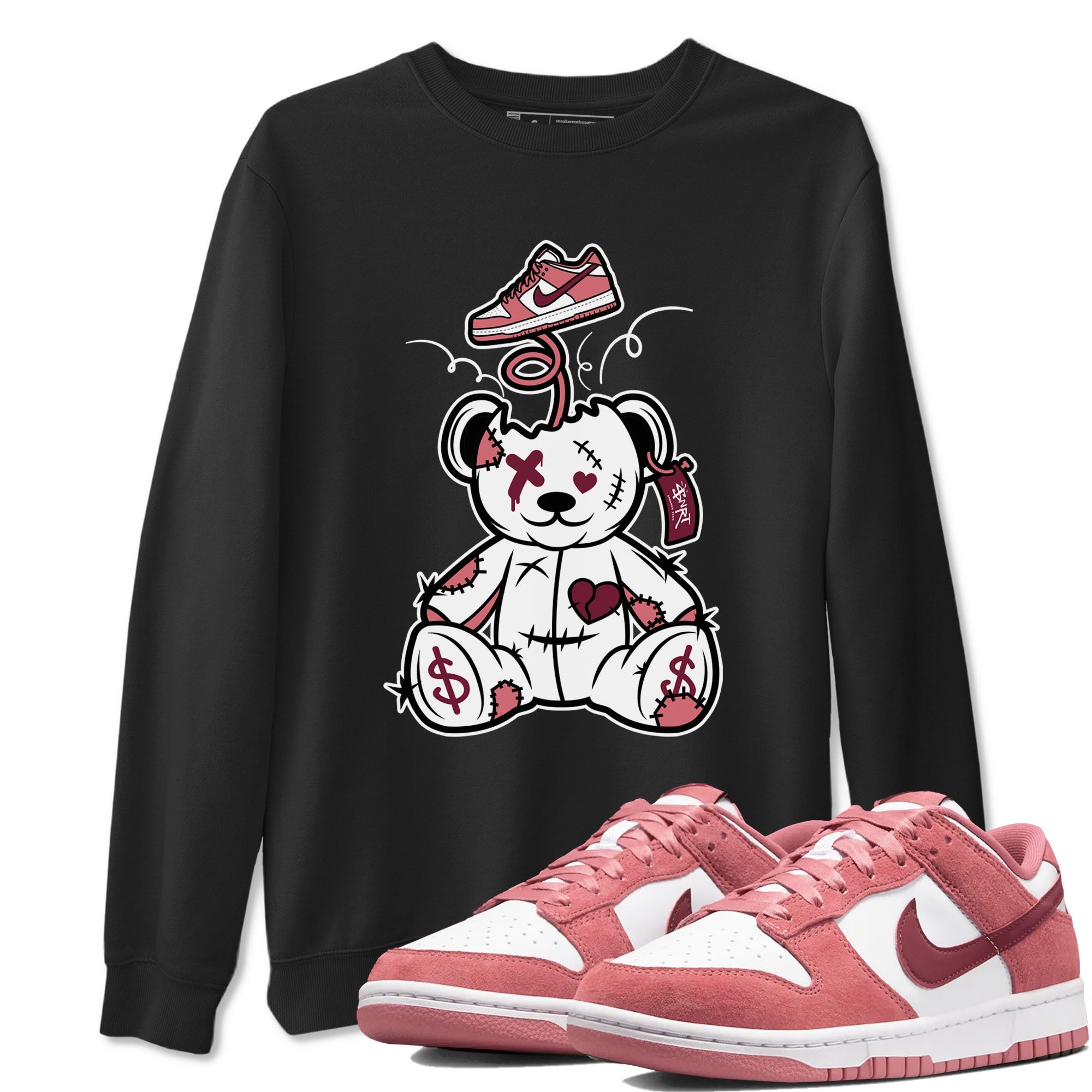 Dunk Valentine's Day shirt to match jordans Surprise Teddy Bear sneaker tees Dunks Valentine's Day Drip Gear Zone unisex cotton Black 1 crew neck shirt