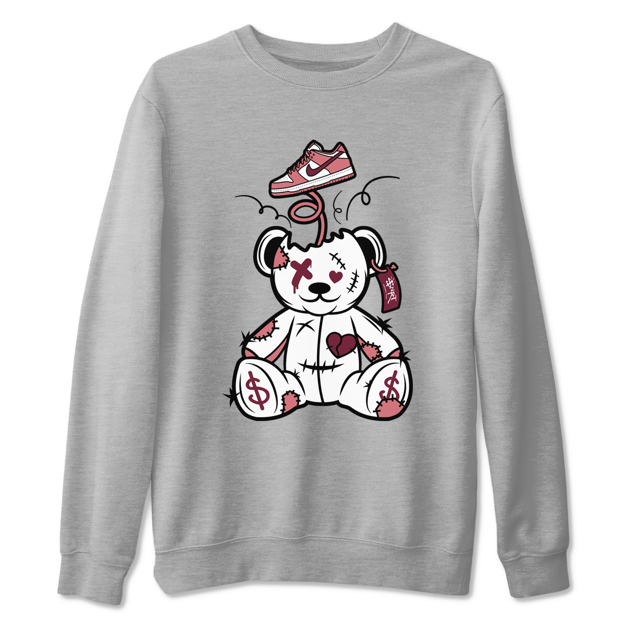 Dunk Valentine's Day shirt to match jordans Surprise Teddy Bear sneaker tees Dunks Valentine's Day Drip Gear Zone unisex cotton Heather Grey 2 crew neck shirt