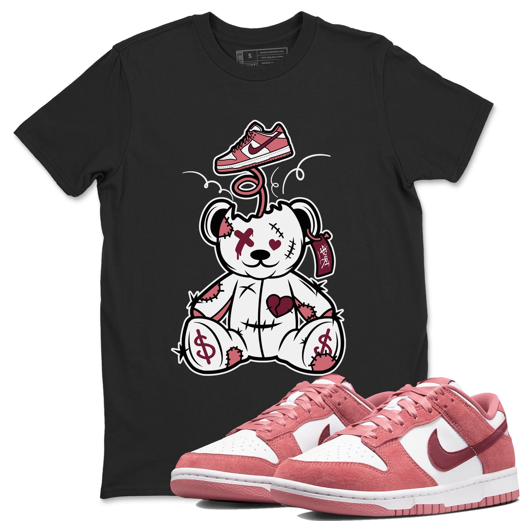 Dunk Valentine's Day shirt to match jordans Surprise Teddy Bear sneaker tees Dunks Valentine's Day Drip Gear Zone unisex cotton Black 1 crew neck shirt