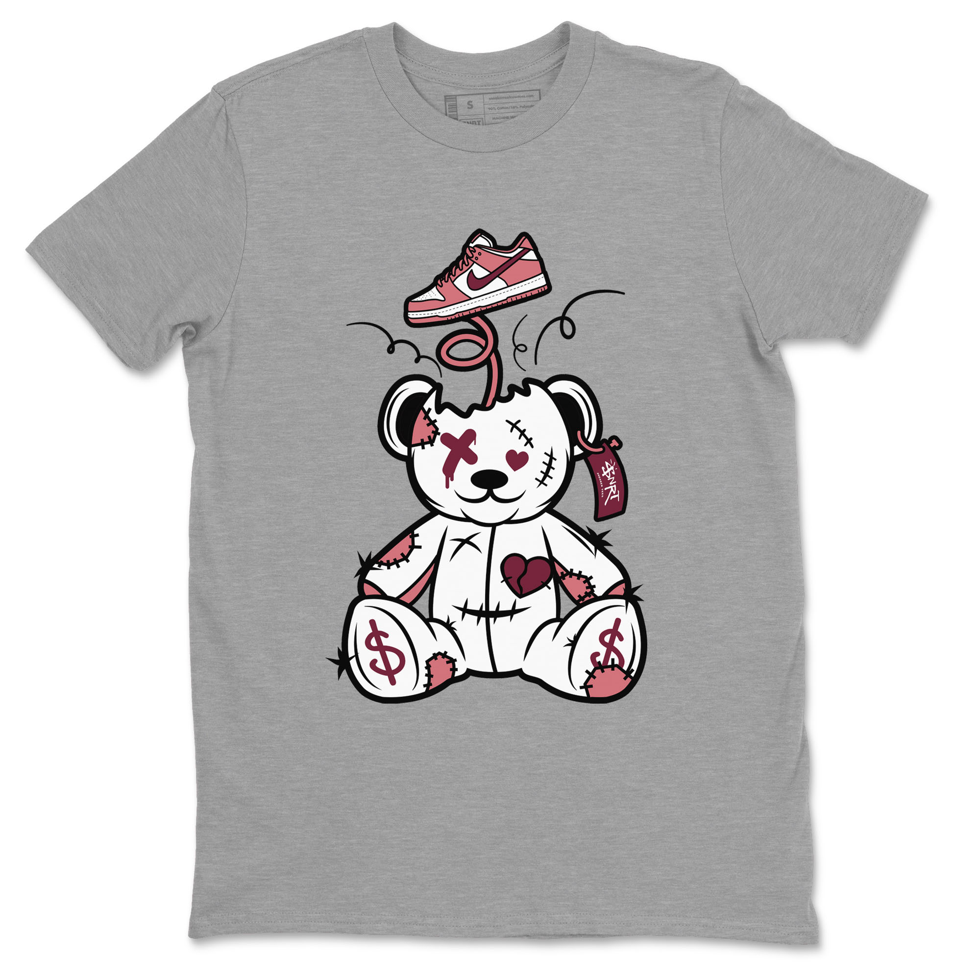 Dunk Valentine's Day shirt to match jordans Surprise Teddy Bear sneaker tees Dunks Valentine's Day Drip Gear Zone unisex cotton Heather Grey 2 crew neck shirt