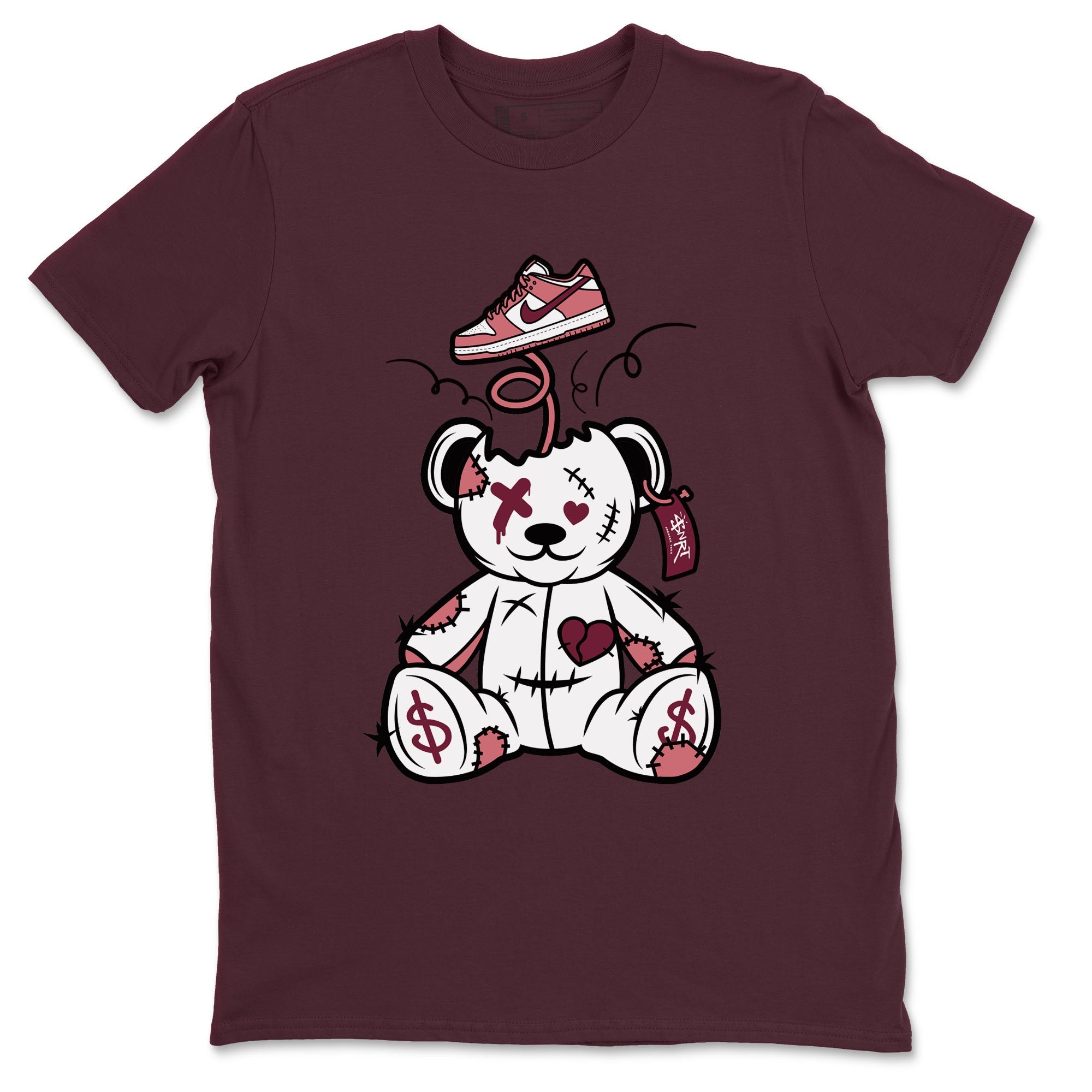 Dunk Valentine's Day shirt to match jordans Surprise Teddy Bear sneaker tees Dunks Valentine's Day Drip Gear Zone unisex cotton Maroon 2 crew neck shirt