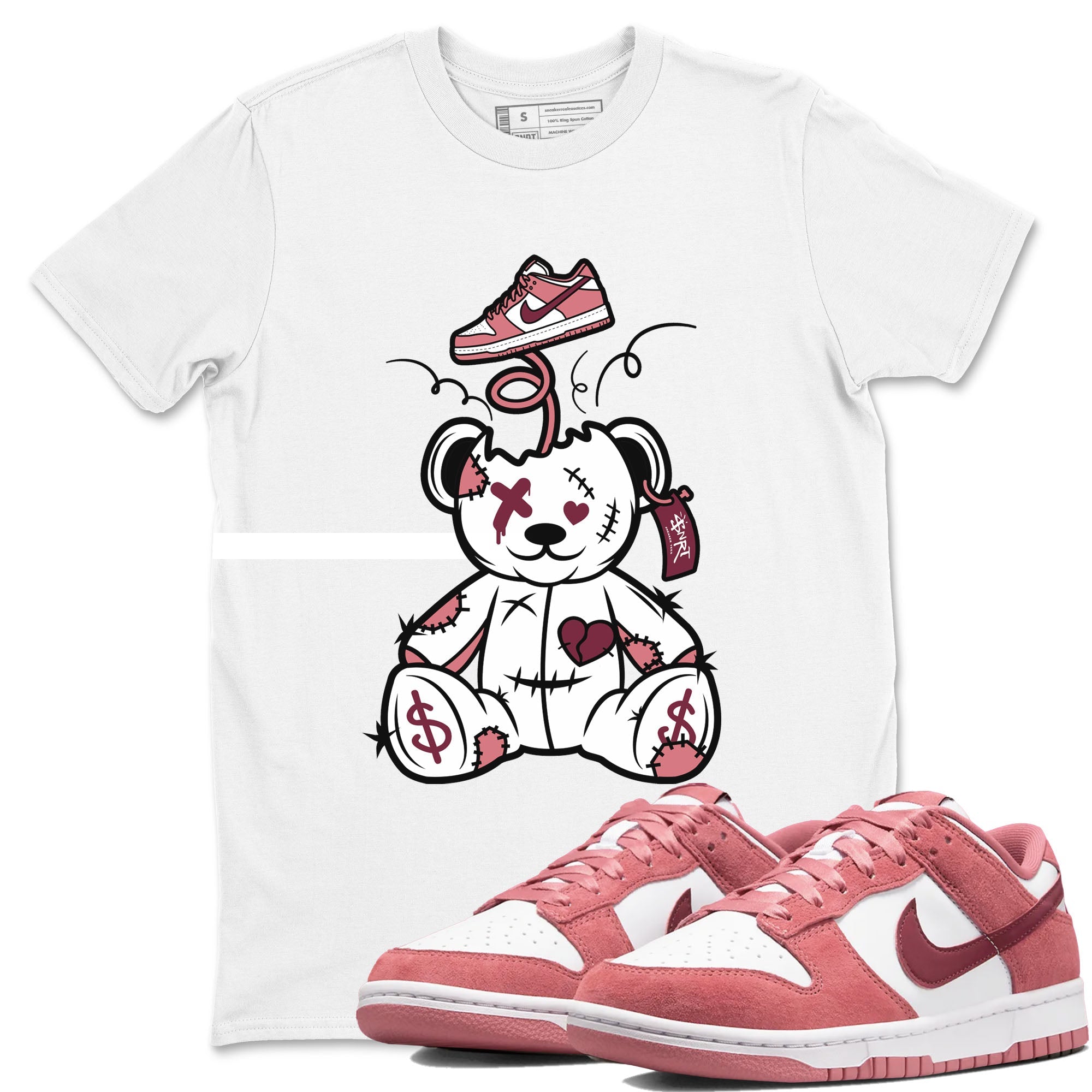 Dunk Valentine's Day shirt to match jordans Surprise Teddy Bear sneaker tees Dunks Valentine's Day Drip Gear Zone unisex cotton White 1 crew neck shirt