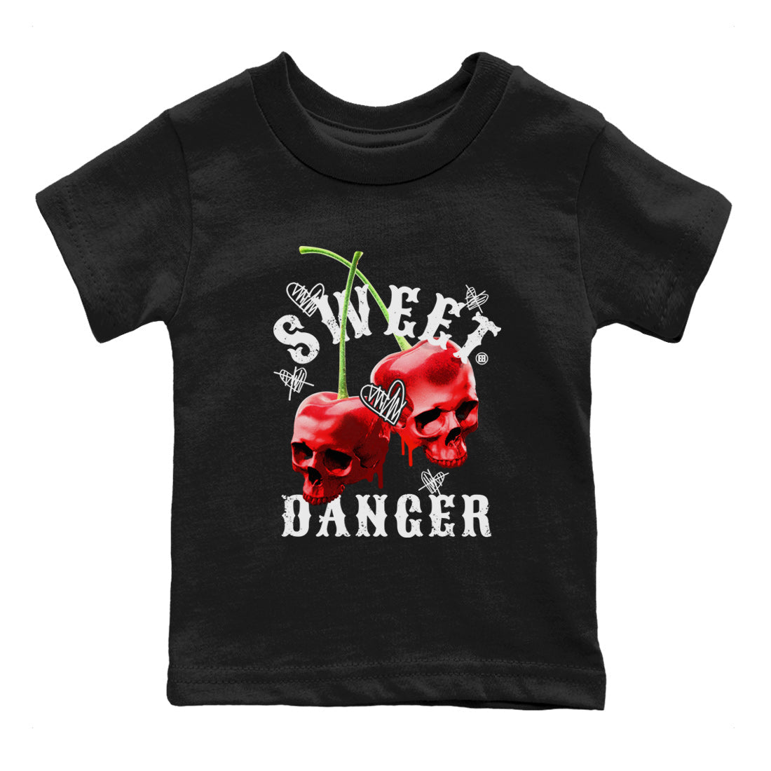 Air Jordan 11 Cherry Sneaker Match Tees Sweet Danger Streetwear Sneaker Shirt 11s Cherry Sneaker Release Tees AJ11 Varsity Red Kids Shirts Black 2