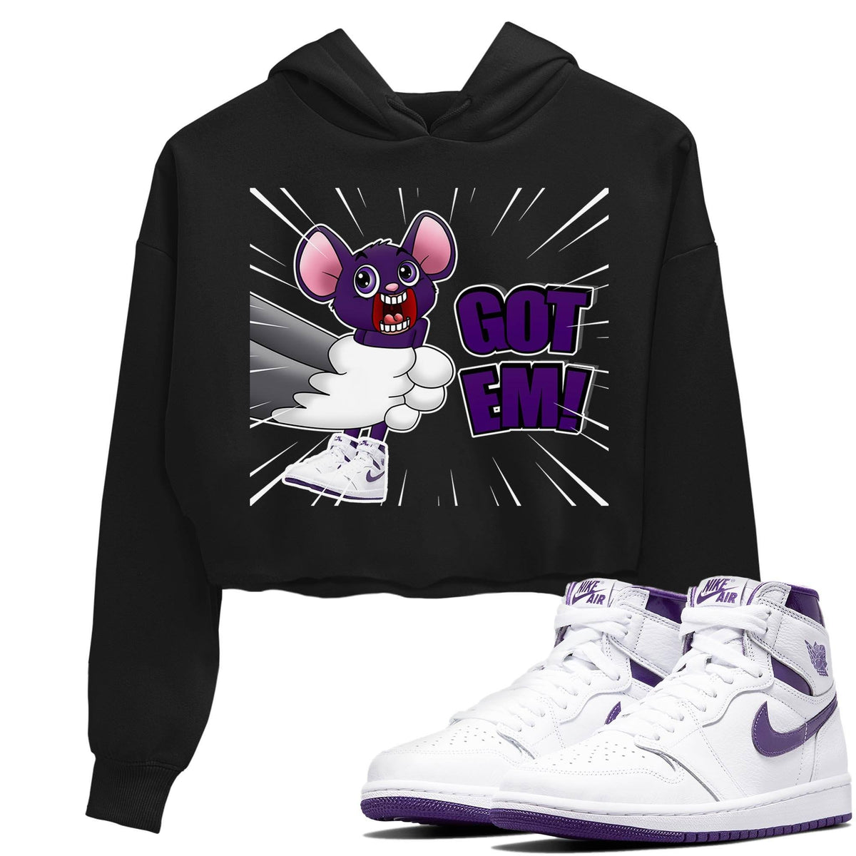 Jordan 1 WMNS Court Purple Sneaker Matching T-Shirt T&J Got Em Sneaker Tees Jordan 1 WMNS Court Purple Sneaker Release Tees Women's Shirts