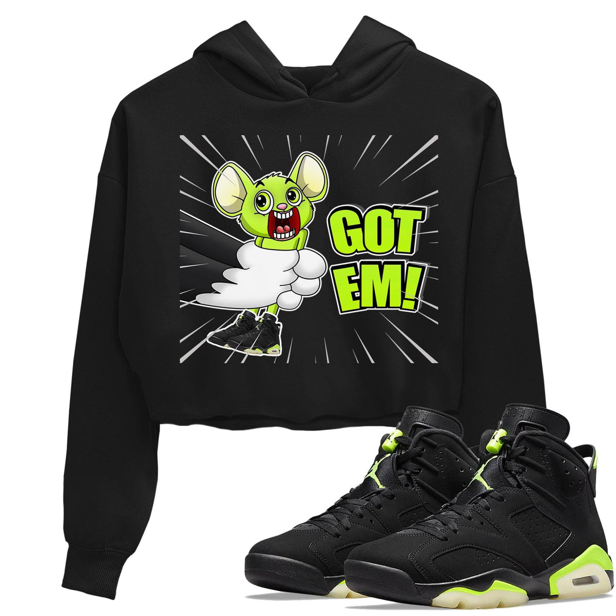 Jordan 6 Electric Green Sneaker Matching T-Shirt T&J Got Em Sneaker Tees Jordan 6 Electric Green Sneaker Release Tees Women's Shirts