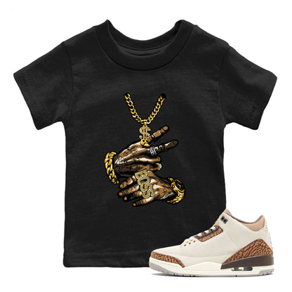 Air Jordan 3 Palomino Sneaker Match Tees Tattoo Hands Sneaker Tees Jordan 3 Palomino Sneaker Release Tees Kids Shirts Black 1