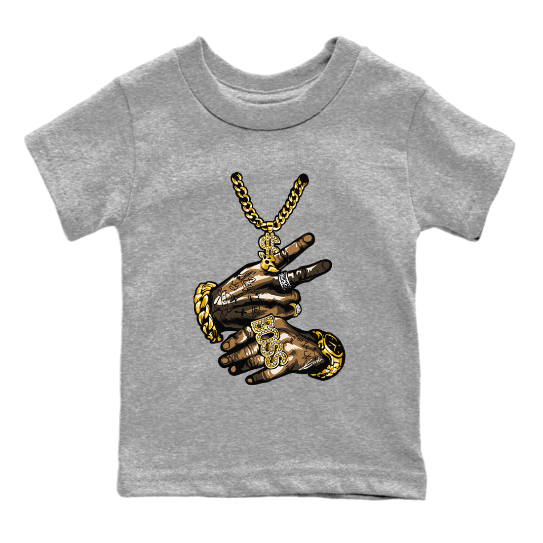 Air Jordan 3 Palomino Sneaker Match Tees Tattoo Hands Sneaker Tees Jordan 3 Palomino Sneaker Release Tees Kids Shirts Heather Grey 2