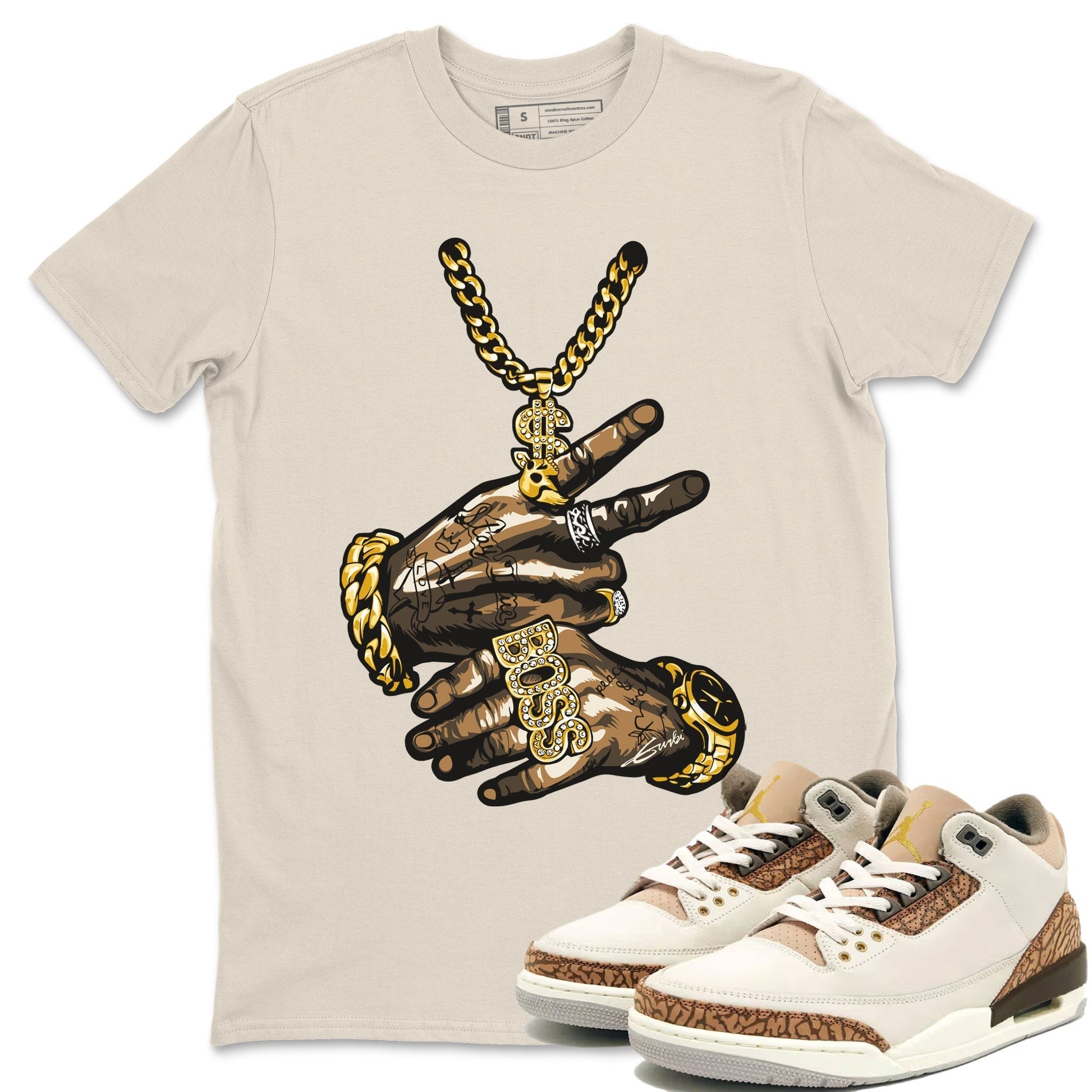 Air Jordan 3 Palomino Sneaker Match Tees Tattoo Hands Sneaker Tees Jordan 3 Palomino Sneaker Release Tees Unisex Shirts Natural 1
