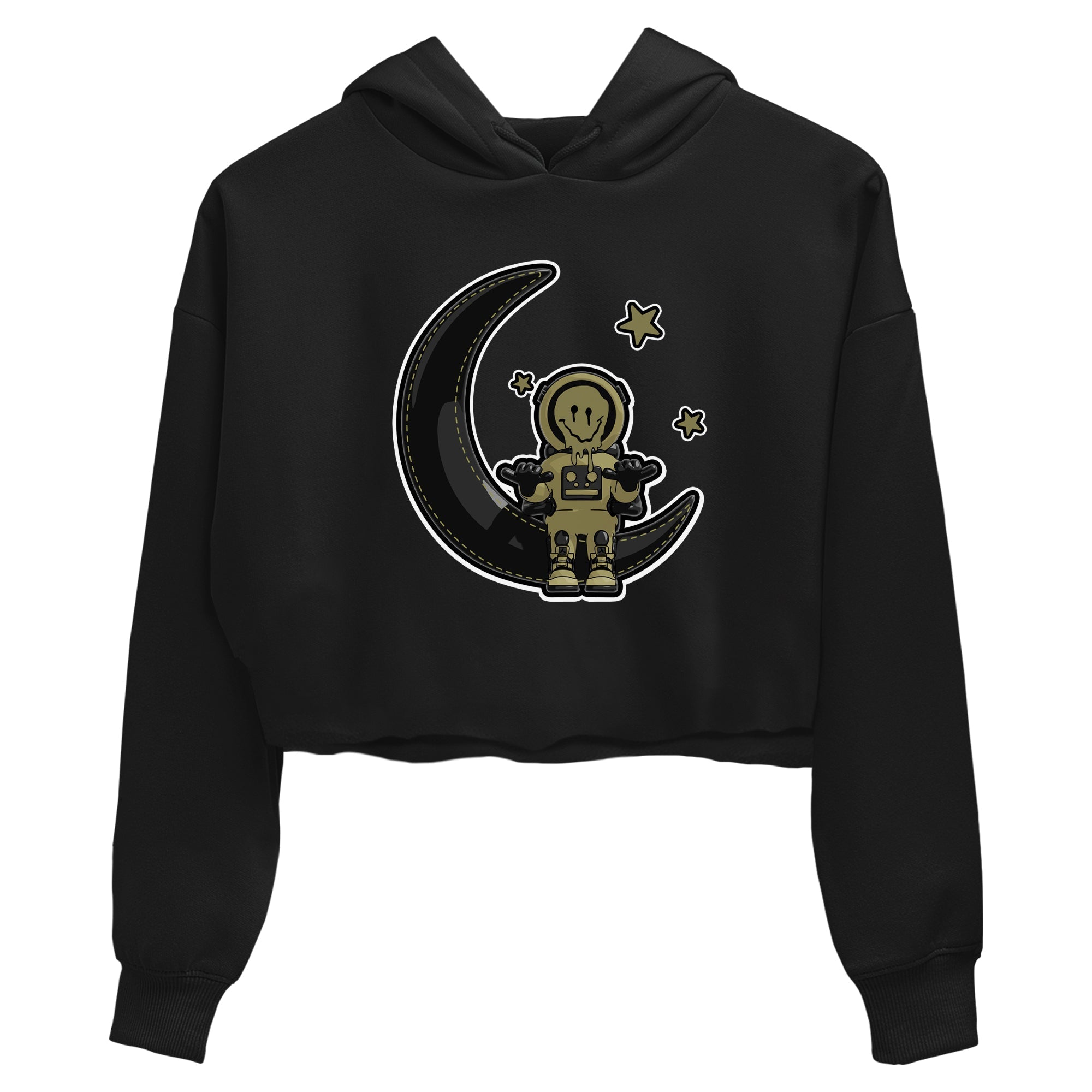 Air Jordan 4 Medium Olive shirt to match jordans streetwear brand The Astronaut sneaker tees AJ4 Medium Olive Drip Gear Zone Black 2 Crop T-Shirt