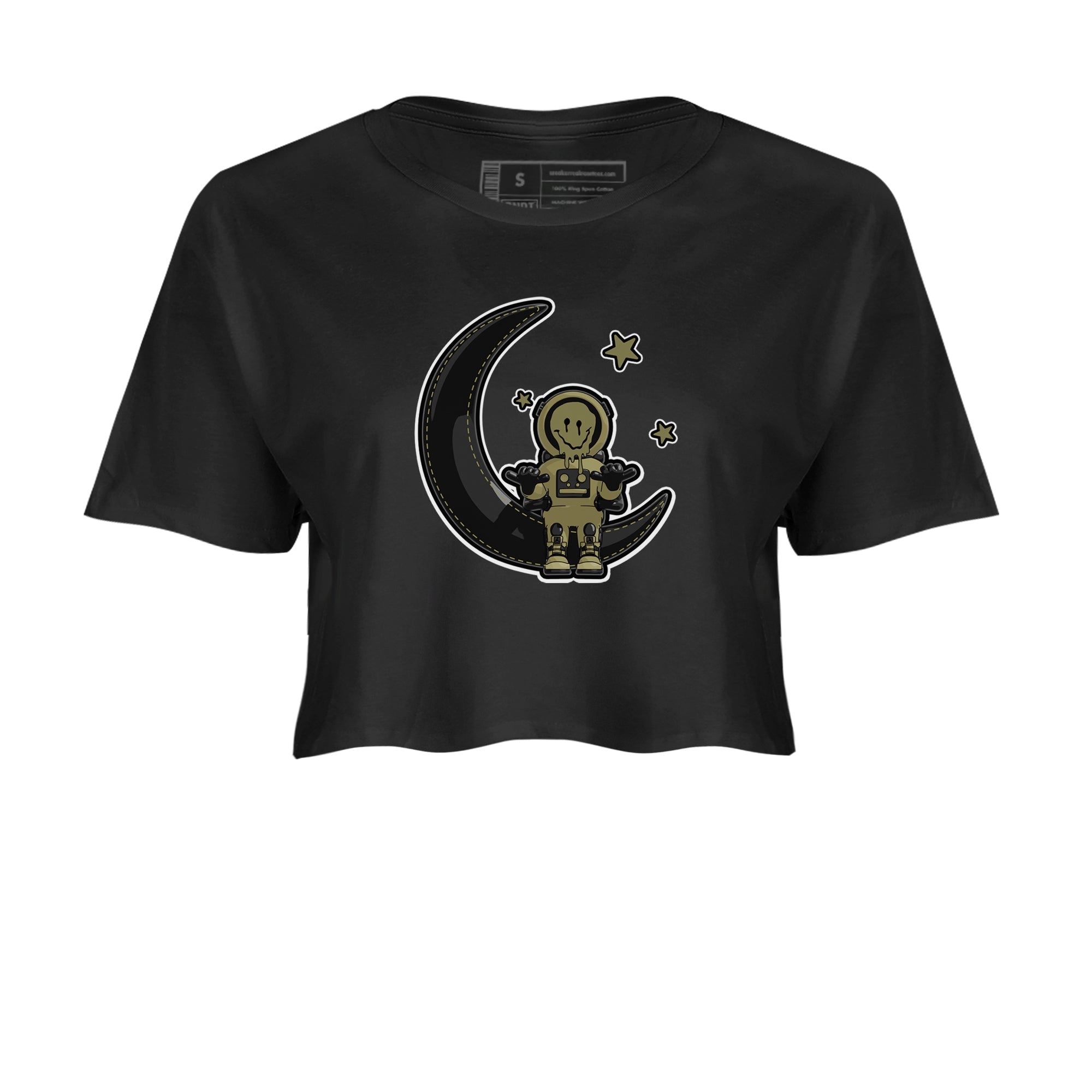 Air Jordan 4 Medium Olive shirt to match jordans streetwear brand The Astronaut sneaker tees AJ4 Medium Olive Drip Gear Zone Black 2 Crop T-Shirt