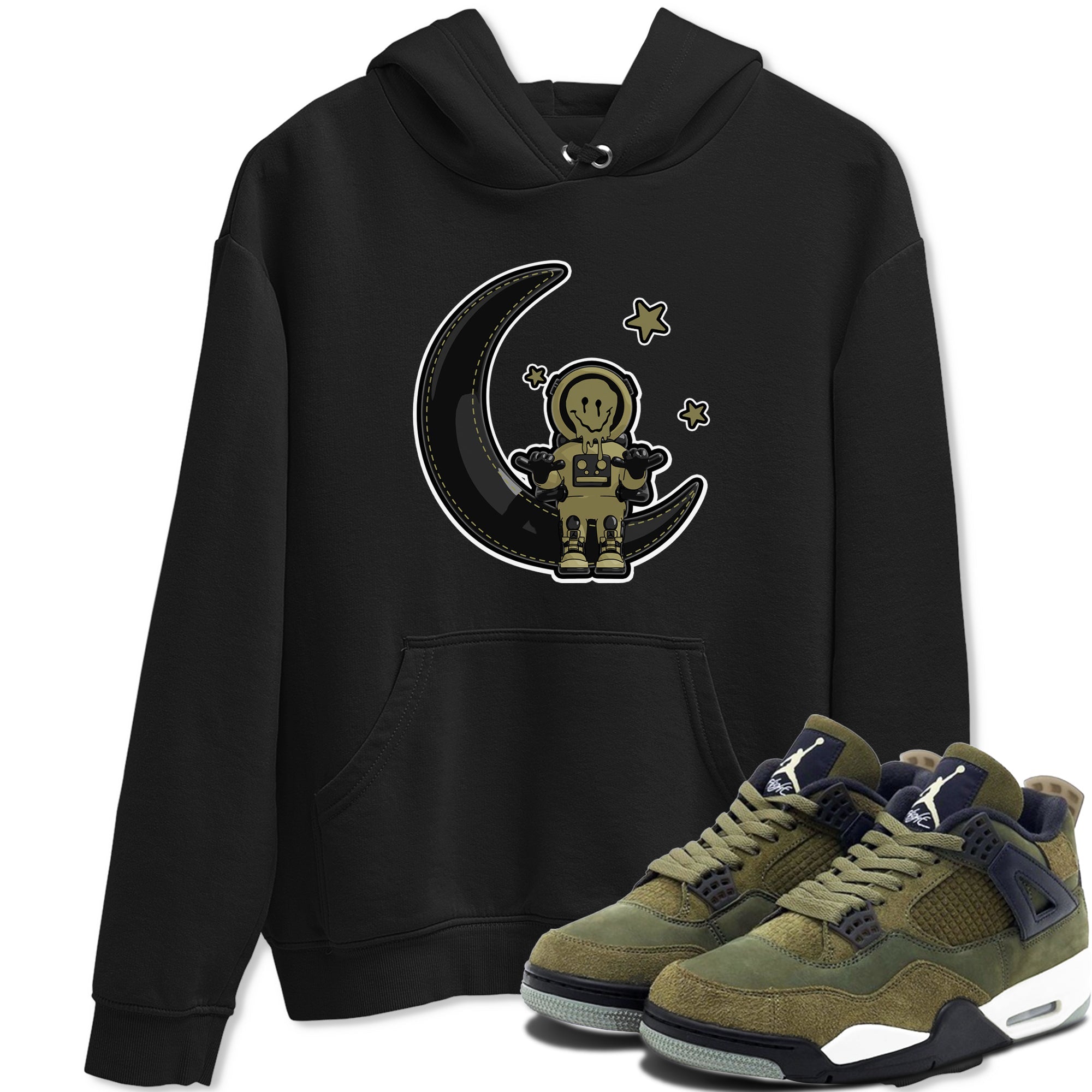 Air Jordan 4 Medium Olive shirt to match jordans streetwear brand The Astronaut sneaker tees AJ4 Medium Olive Drip Gear Zone Unisex Black 1 T-Shirt