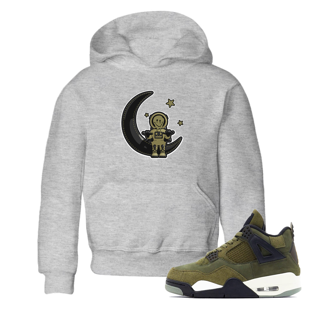 Air Jordan 4 Medium Olive shirt to match jordans streetwear brand The Astronaut sneaker tees AJ4 Medium Olive Drip Gear Zone Baby Toddler Heather Grey 1 T-Shirt