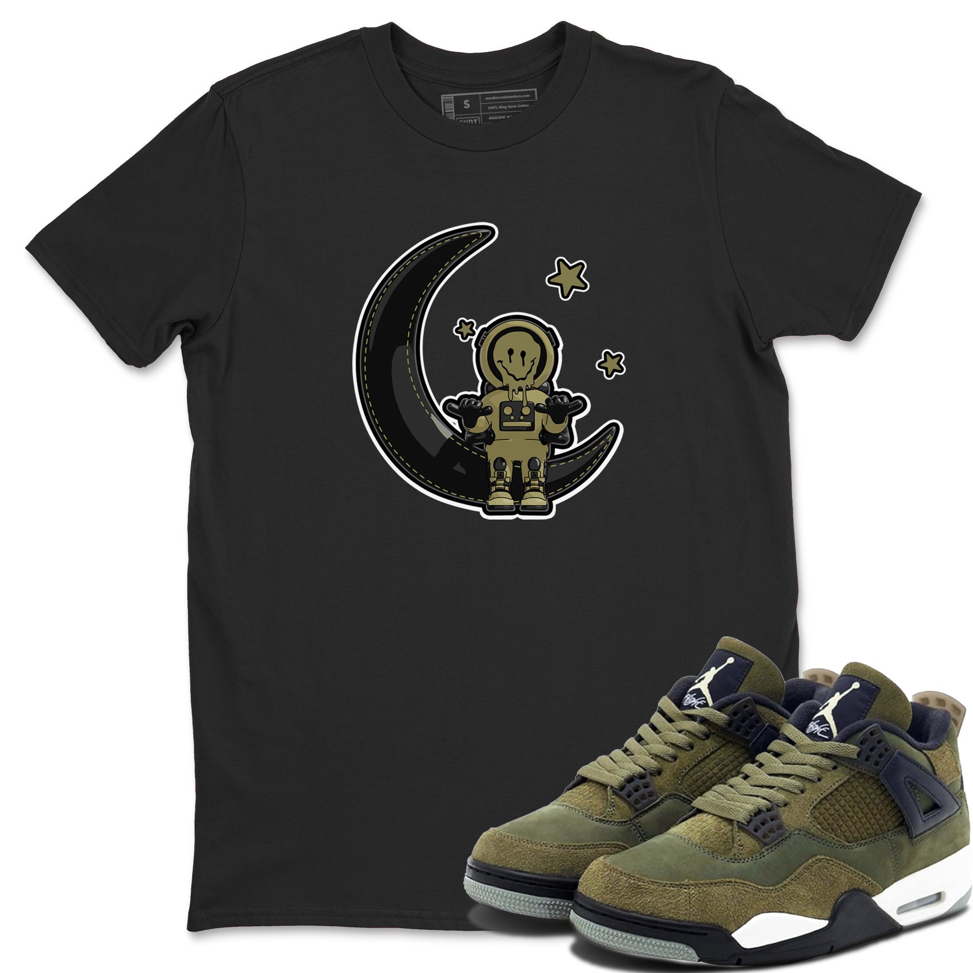 Air Jordan 4 Medium Olive shirt to match jordans streetwear brand The Astronaut sneaker tees AJ4 Medium Olive Drip Gear Zone Unisex Black 1 T-Shirt