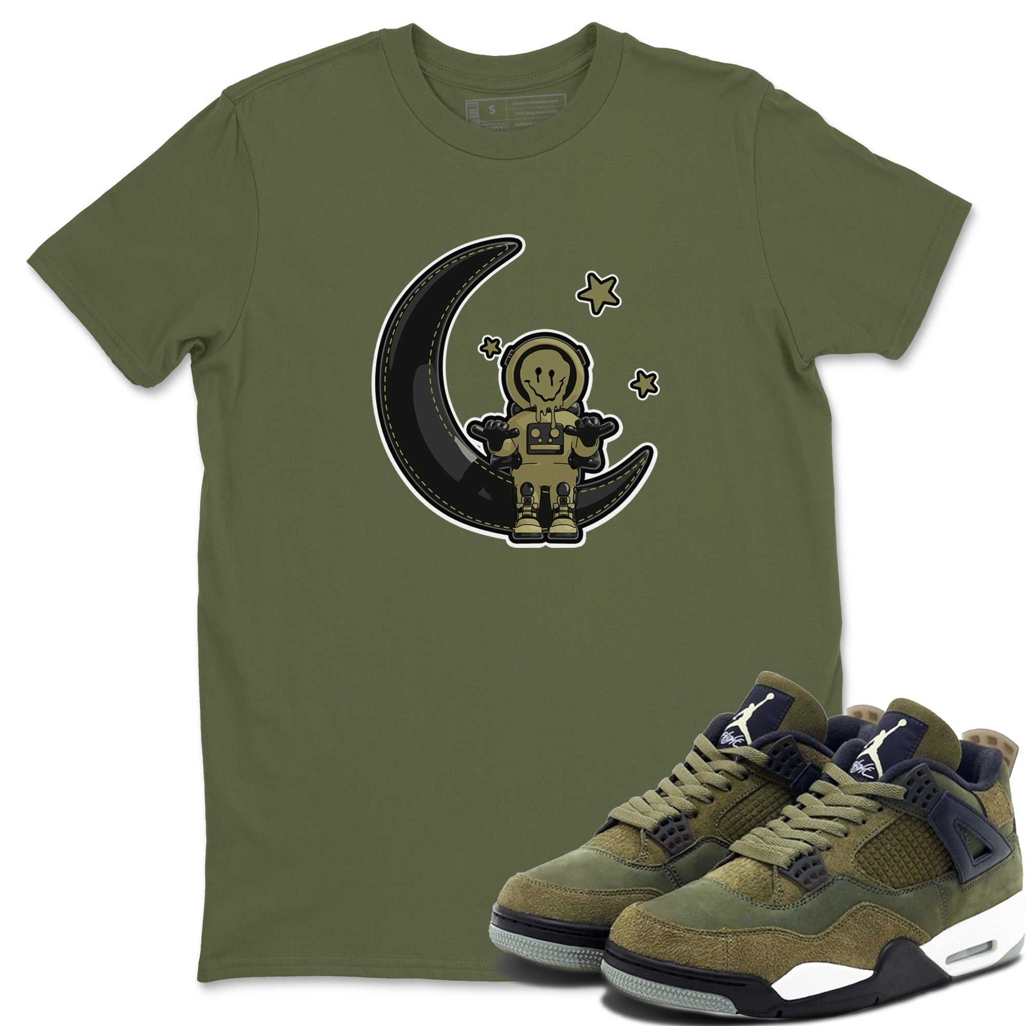 Air Jordan 4 Medium Olive shirt to match jordans streetwear brand The Astronaut sneaker tees AJ4 Medium Olive Drip Gear Zone Unisex Military Green 1 T-Shirt