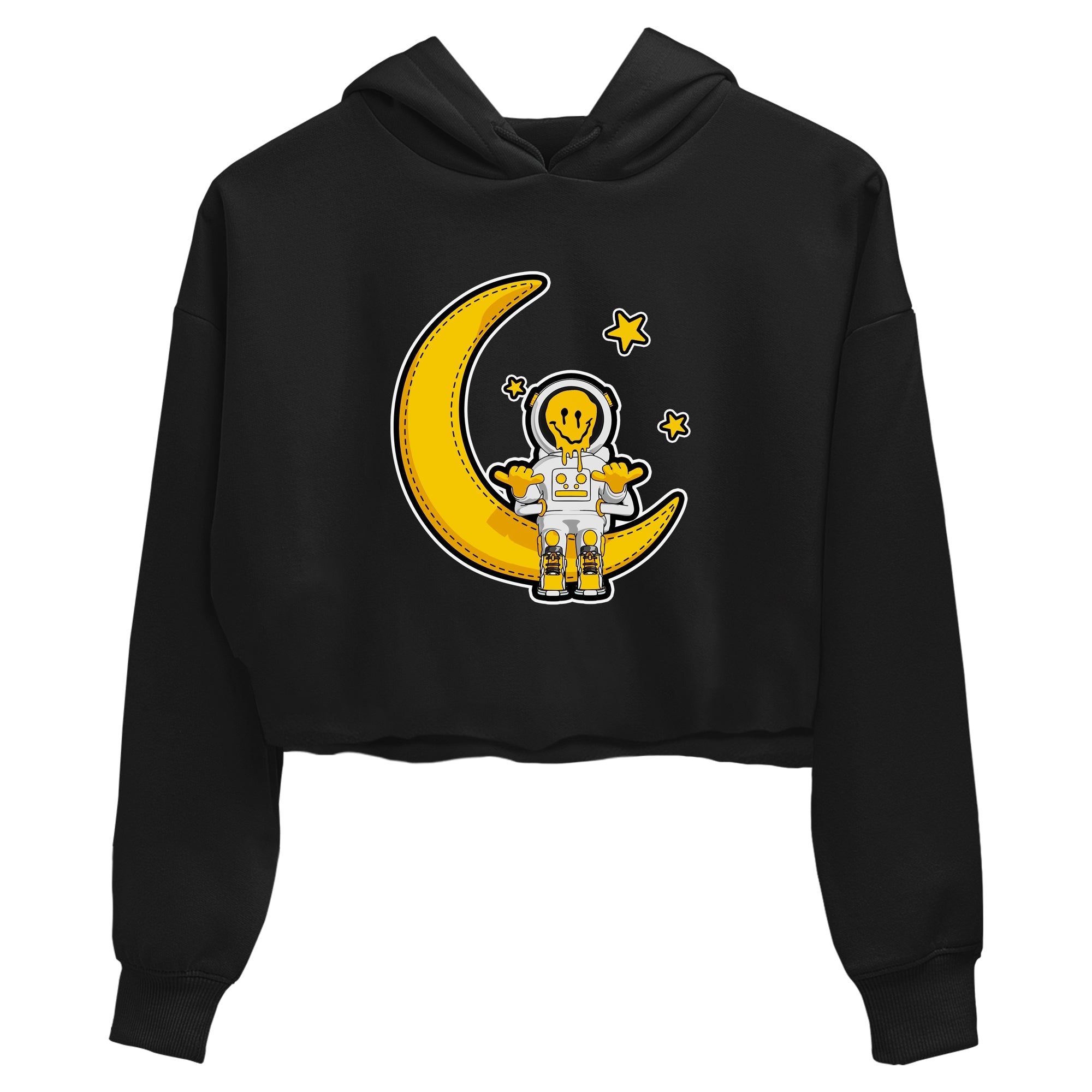 Air Jordan 6 Yellow Ochre shirt to match jordans The Astronaut sneaker tees streetwear brand AJ6 Yellow Ochre Drip Gear Zone Brand Black 2 Crop T-Shirt