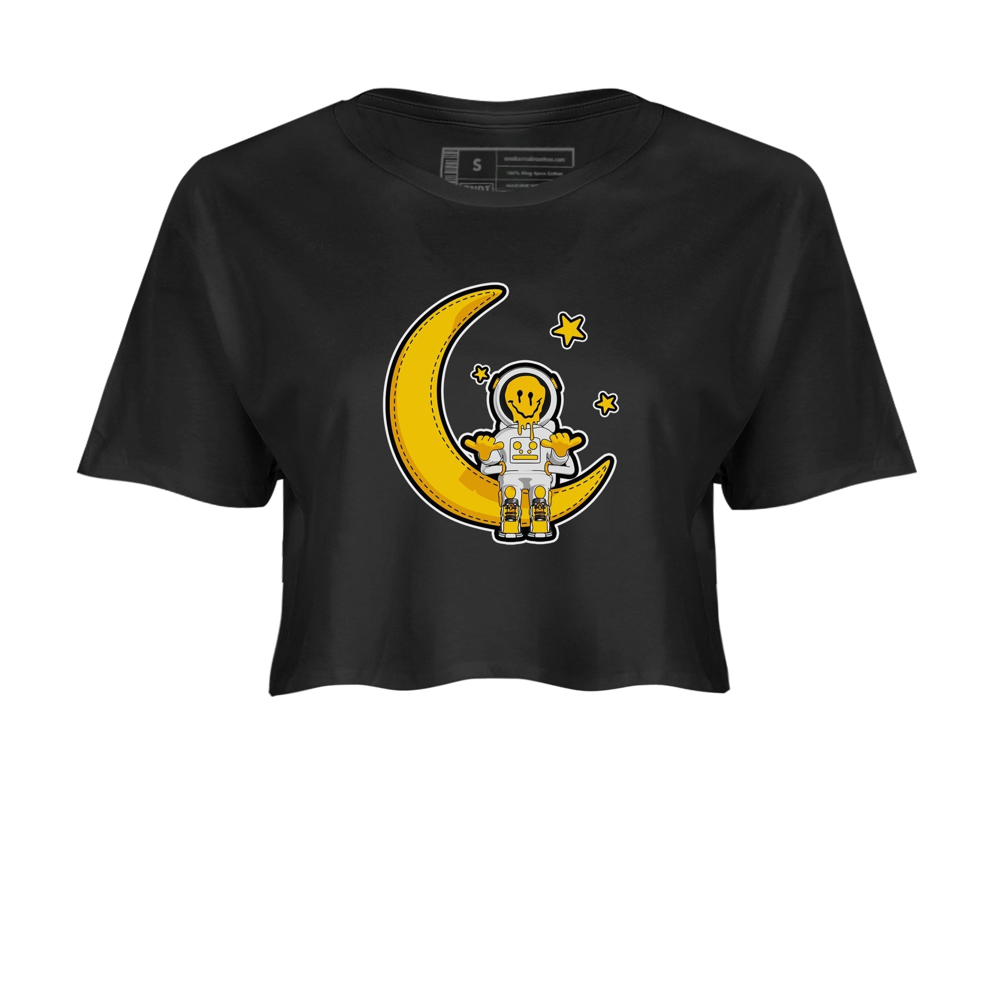 Air Jordan 6 Yellow Ochre shirt to match jordans The Astronaut sneaker tees streetwear brand AJ6 Yellow Ochre Drip Gear Zone Brand Black 2 Crop T-Shirt