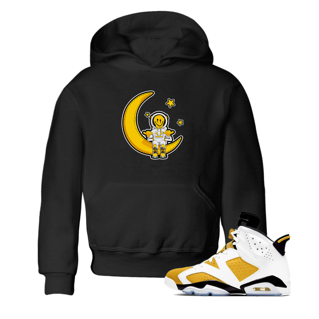 Air Jordan 6 Yellow Ochre shirt to match jordans The Astronaut sneaker tees streetwear brand AJ6 Yellow Ochre Drip Gear Zone Brand Baby Toddler Black 1 T-Shirt
