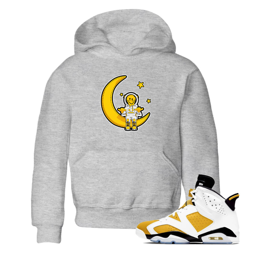 Air Jordan 6 Yellow Ochre shirt to match jordans The Astronaut sneaker tees streetwear brand AJ6 Yellow Ochre Drip Gear Zone Brand Baby Toddler Heather Grey 1 T-Shirt