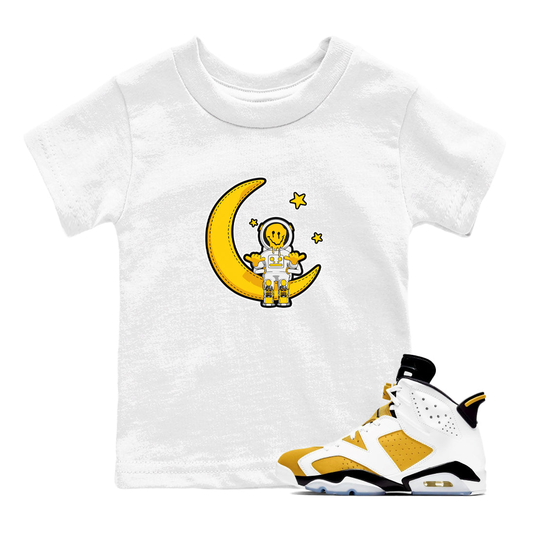 Air Jordan 6 Yellow Ochre shirt to match jordans The Astronaut sneaker tees streetwear brand AJ6 Yellow Ochre Drip Gear Zone Brand Baby Toddler White 1 T-Shirt