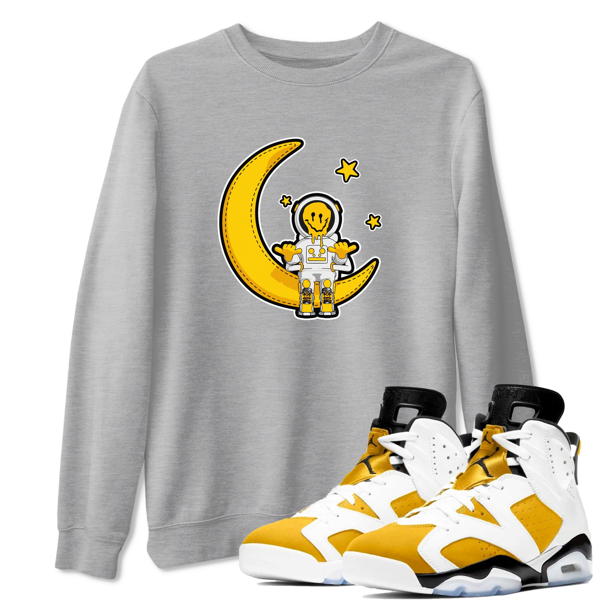 Air Jordan 6 Yellow Ochre shirt to match jordans The Astronaut sneaker tees streetwear brand AJ6 Yellow Ochre Drip Gear Zone Brand Unisex Heather Grey 1 T-Shirt