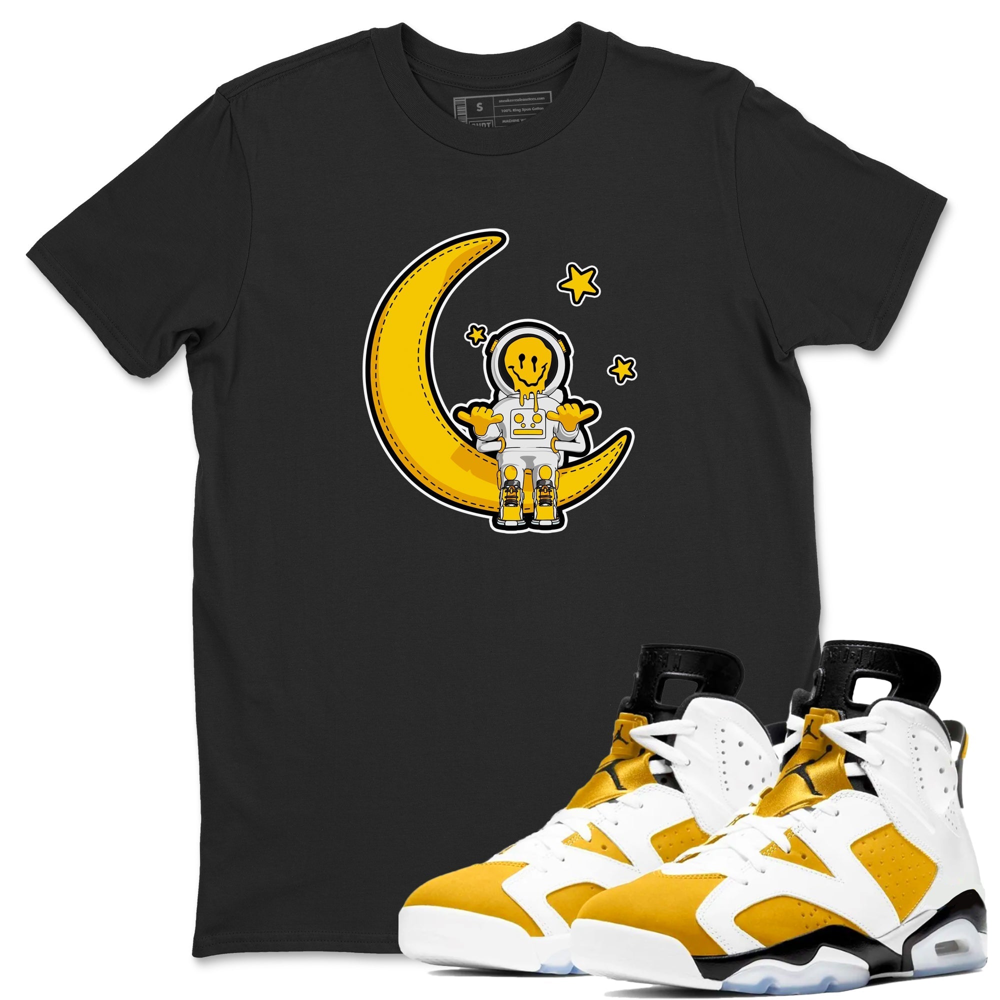 Air Jordan 6 Yellow Ochre shirt to match jordans The Astronaut sneaker tees streetwear brand AJ6 Yellow Ochre Drip Gear Zone Brand Unisex Black 1 T-Shirt