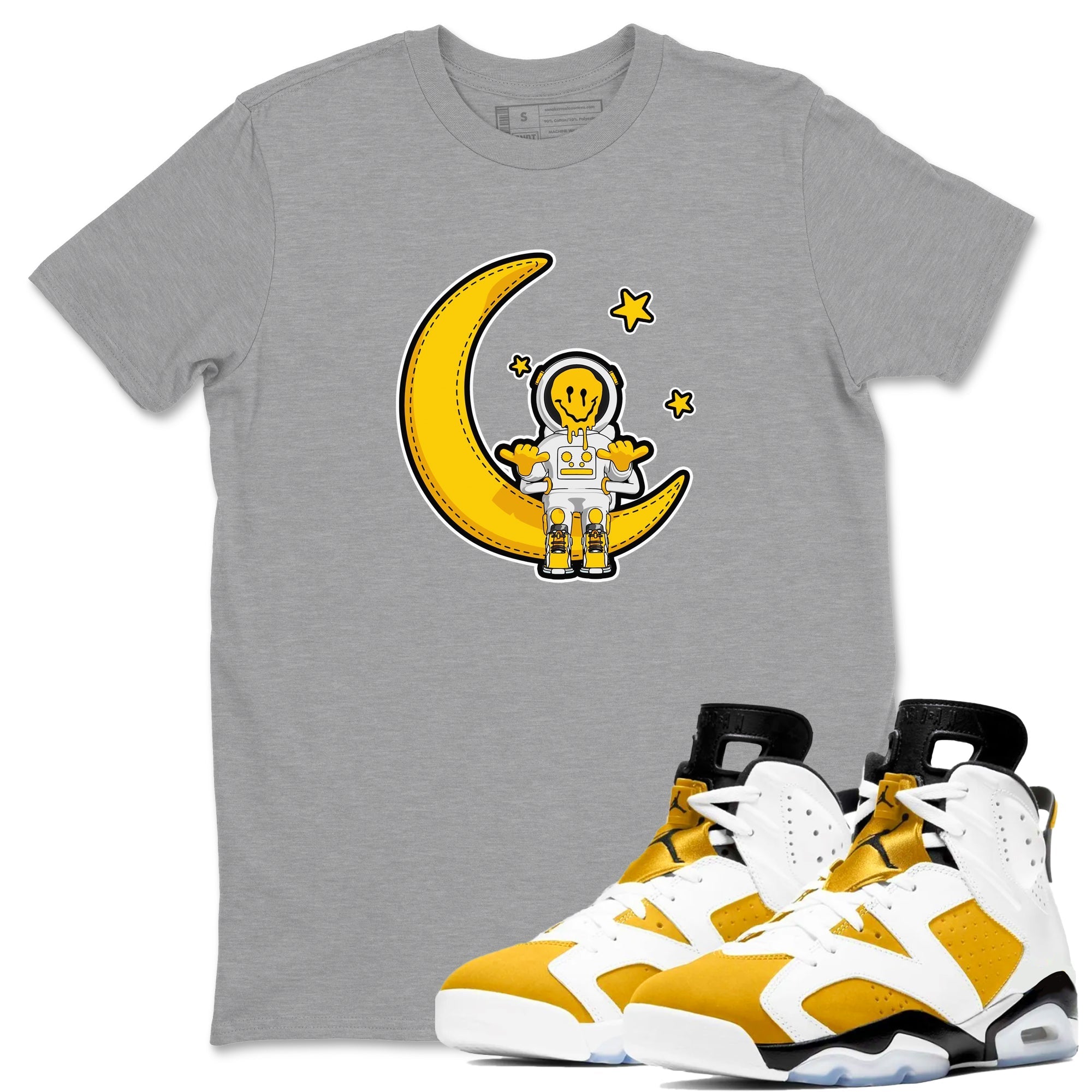 Air Jordan 6 Yellow Ochre shirt to match jordans The Astronaut sneaker tees streetwear brand AJ6 Yellow Ochre Drip Gear Zone Brand Unisex Heather Grey 1 T-Shirt