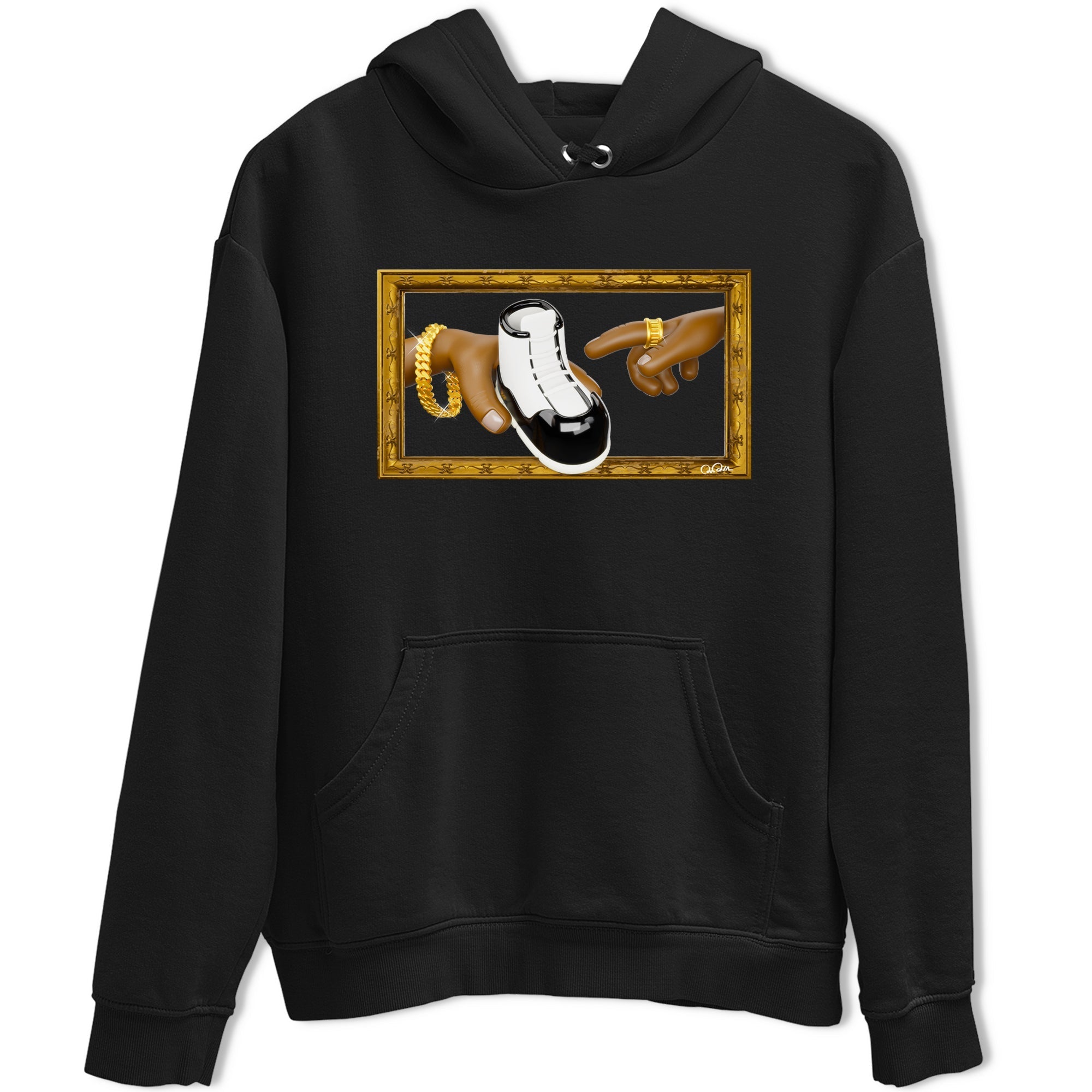 Air Jordan 11 Gratitude shirt to match jordans The Creation Of Adam sneaker tees AJ11 Gratitude Drip Gear Zone Unisex Black 2 T-Shirt