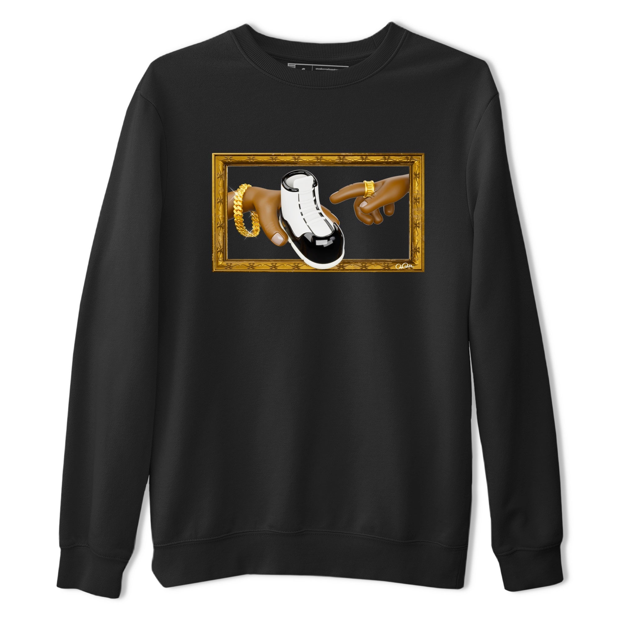 Air Jordan 11 Gratitude shirt to match jordans The Creation Of Adam sneaker tees AJ11 Gratitude Drip Gear Zone Unisex Black 2 T-Shirt