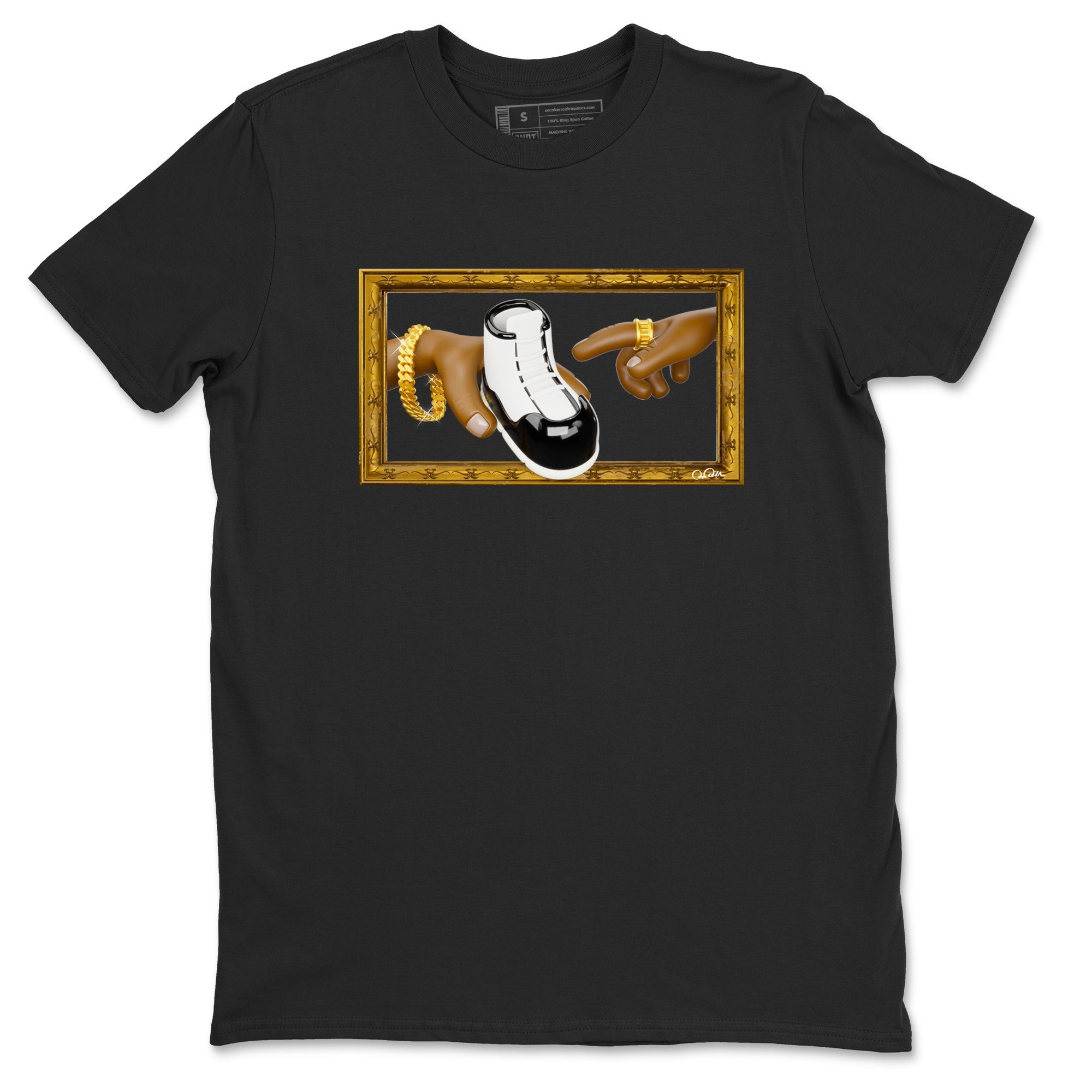 Air Jordan 11 Gratitude shirt to match jordans The Creation Of Adam sneaker tees AJ11 Gratitude Drip Gear Zone Unisex Black 2 T-Shirt