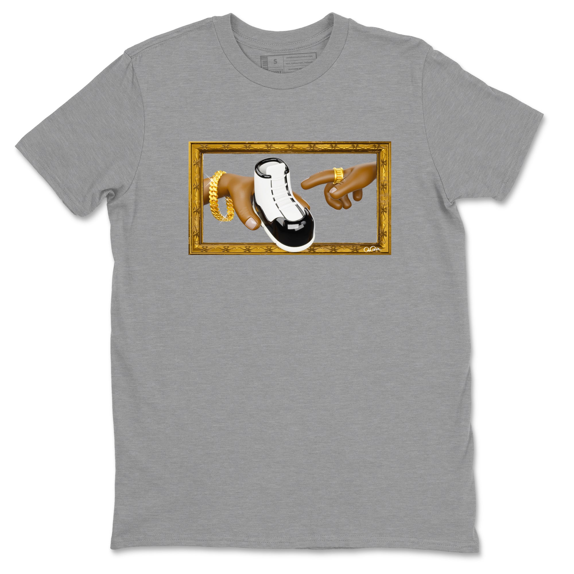 Air Jordan 11 Gratitude shirt to match jordans The Creation Of Adam sneaker tees AJ11 Gratitude Drip Gear Zone Unisex Heather Grey 2 T-Shirt