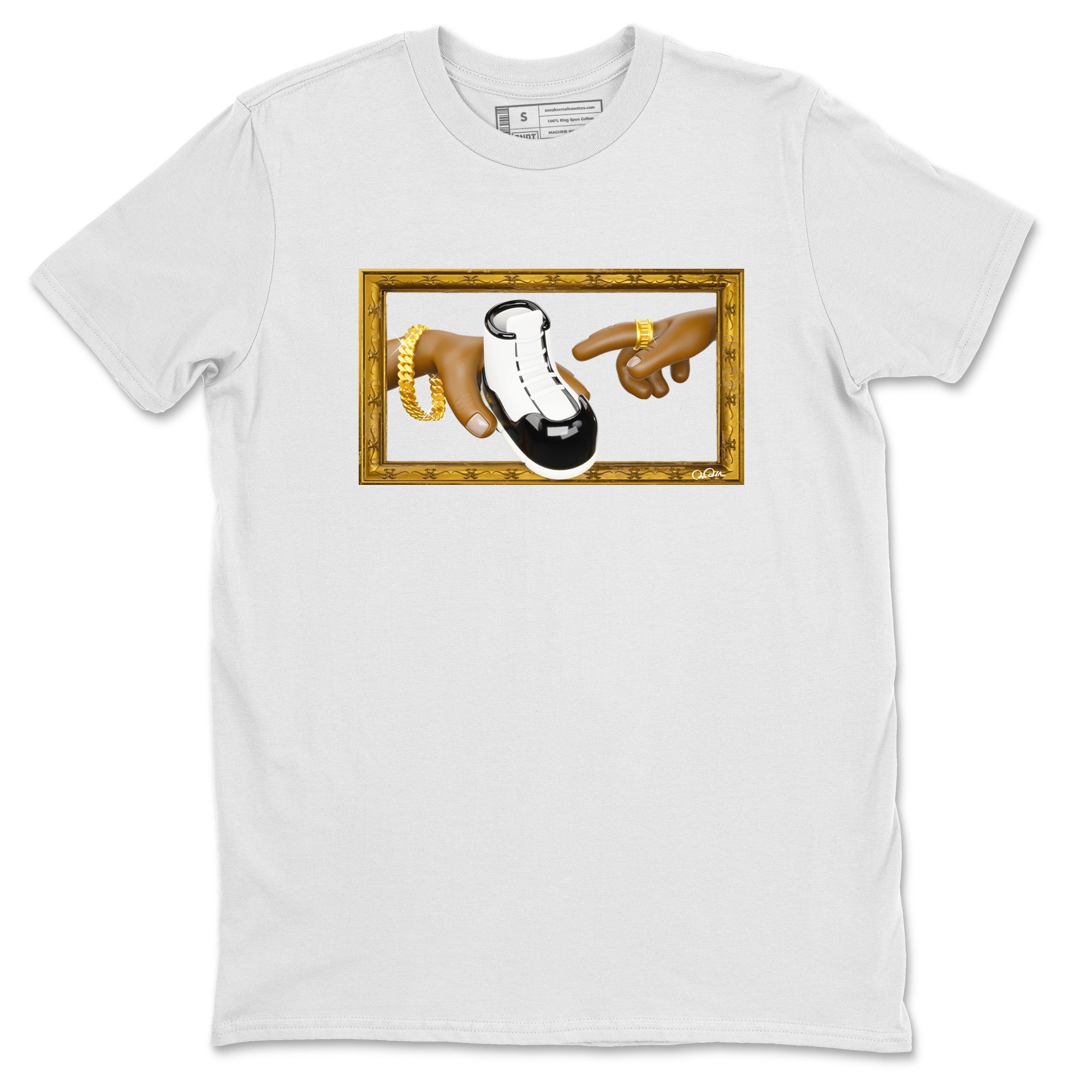 Air Jordan 11 Gratitude shirt to match jordans The Creation Of Adam sneaker tees AJ11 Gratitude Drip Gear Zone Unisex White 2 T-Shirt