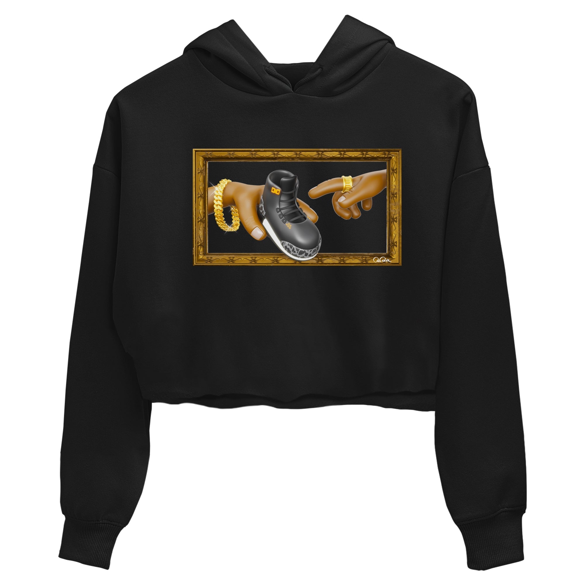 Air Jordan 3 Fear shirt to match jordans The Creation of Adam sneaker tees AJ3 Fear Drip Gear Zone Black 2 Crop T-Shirt