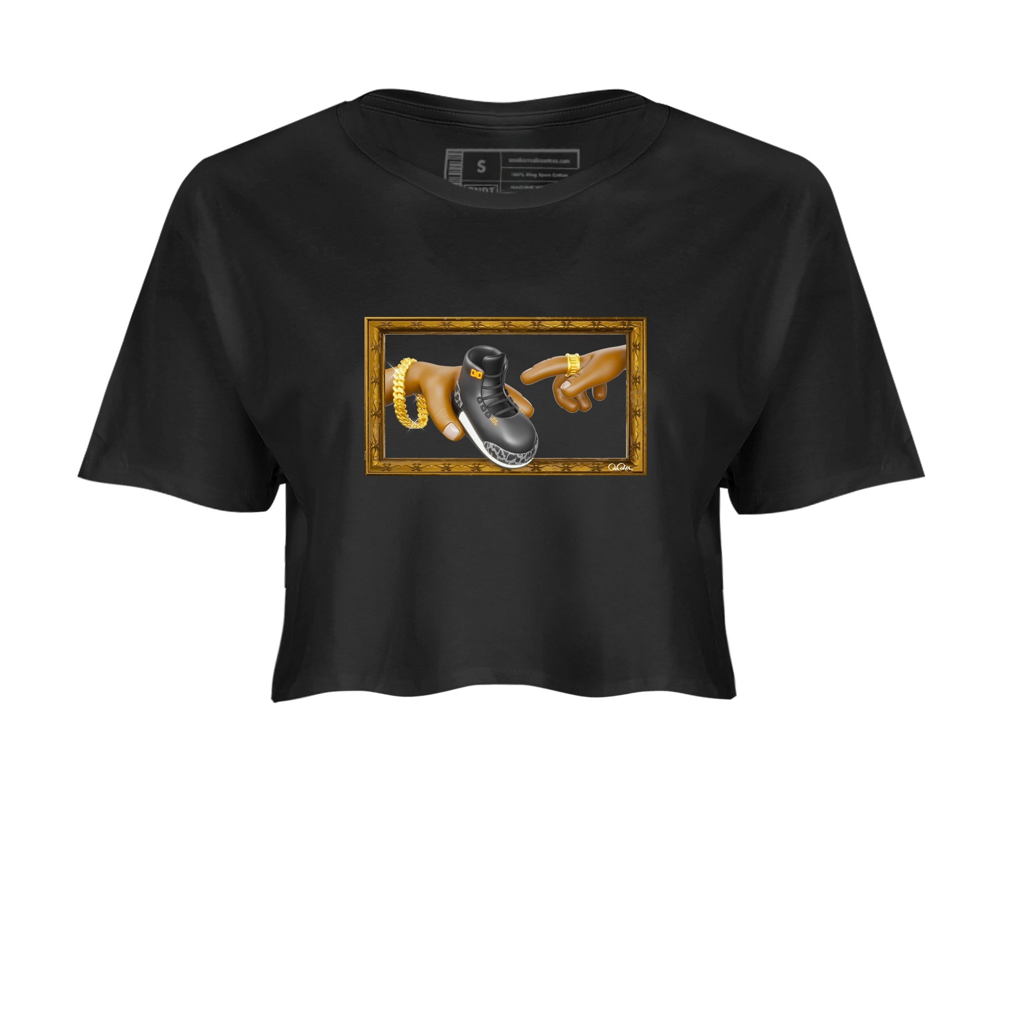 Air Jordan 3 Fear shirt to match jordans The Creation of Adam sneaker tees AJ3 Fear Drip Gear Zone Black 2 Crop T-Shirt