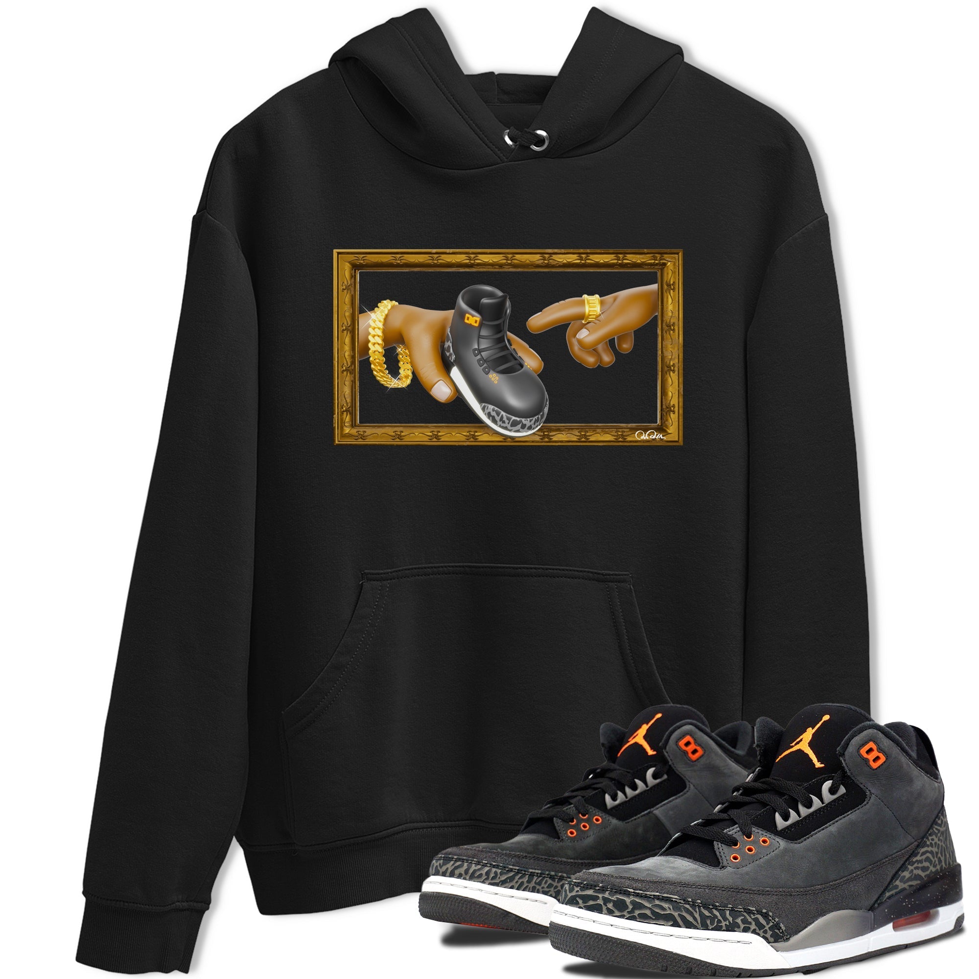 Air Jordan 3 Fear shirt to match jordans The Creation of Adam sneaker tees AJ3 Fear Drip Gear Zone Unisex Black 1 T-Shirt