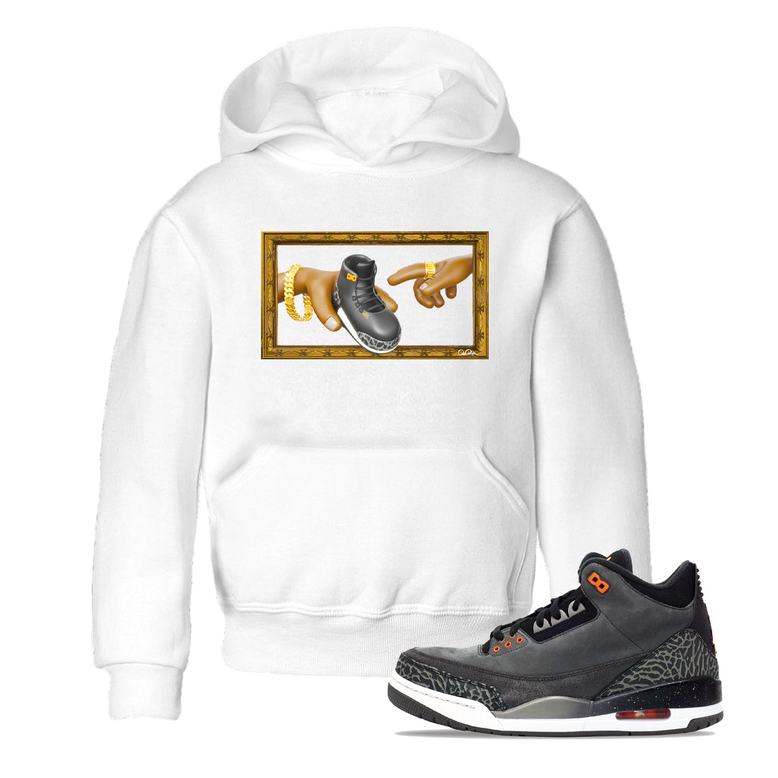 Air Jordan 3 Fear shirt to match jordans The Creation of Adam sneaker tees AJ3 Fear Drip Gear Zone Baby Toddler White 1 T-Shirt