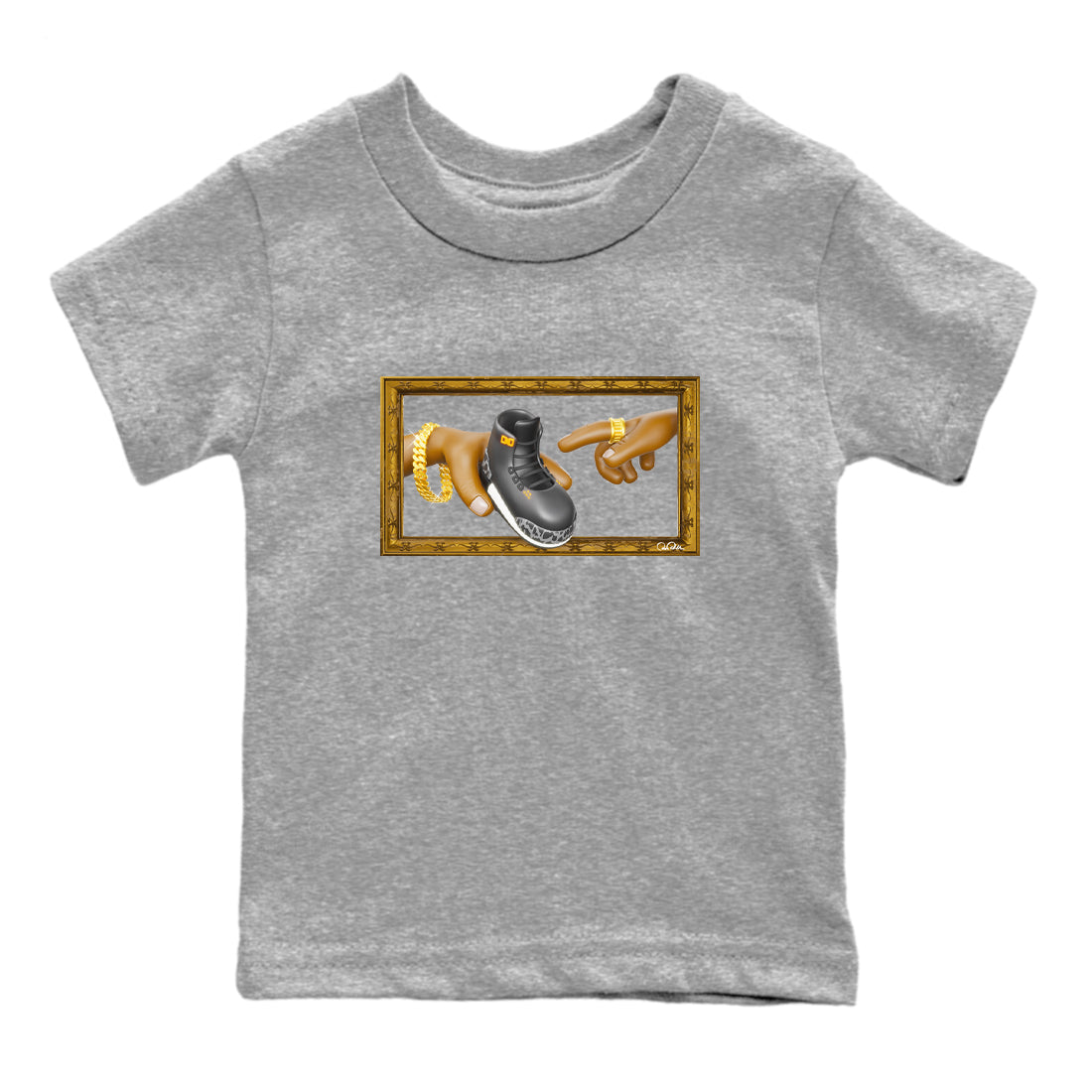 Air Jordan 3 Fear shirt to match jordans The Creation of Adam sneaker tees AJ3 Fear Drip Gear Zone Baby Toddler Heather Grey 2 T-Shirt