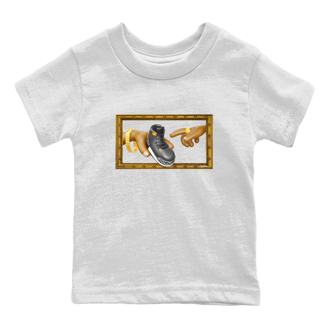 Air Jordan 3 Fear shirt to match jordans The Creation of Adam sneaker tees AJ3 Fear Drip Gear Zone Baby Toddler White 2 T-Shirt